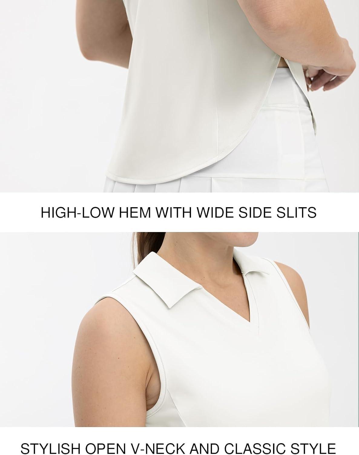 imageTBMPOY Womens Golf Sleeveless Polo Collared Tennis Tank Tops Shirts UPF 50 Sun Protection Quick Dry AthleticWhite