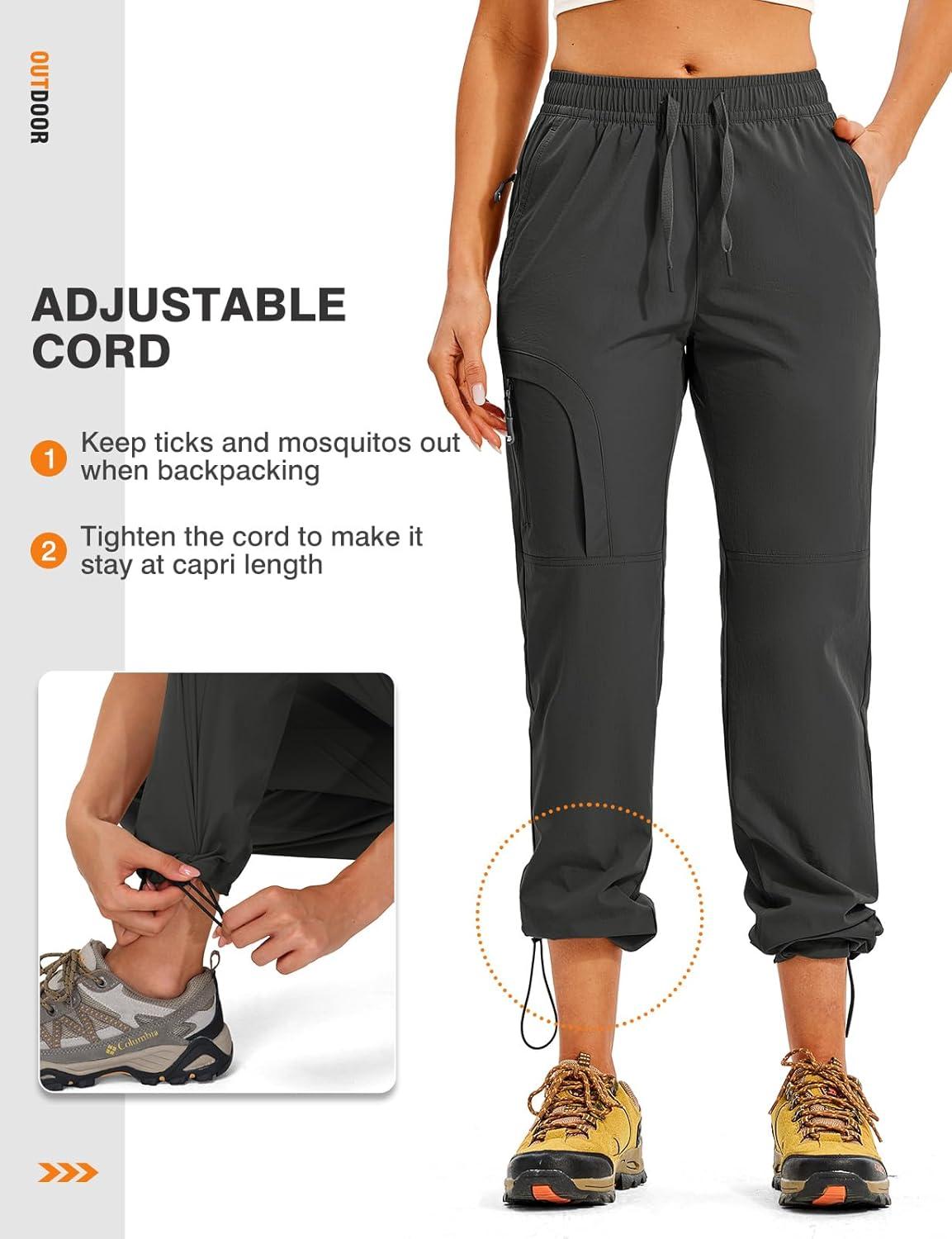 imageTBMPOY Womens Hiking Pants Water Resistant Lightweight Quick Dry Cargo Travel Fishing Work Camping Pant with 4 PocketsDark Grey