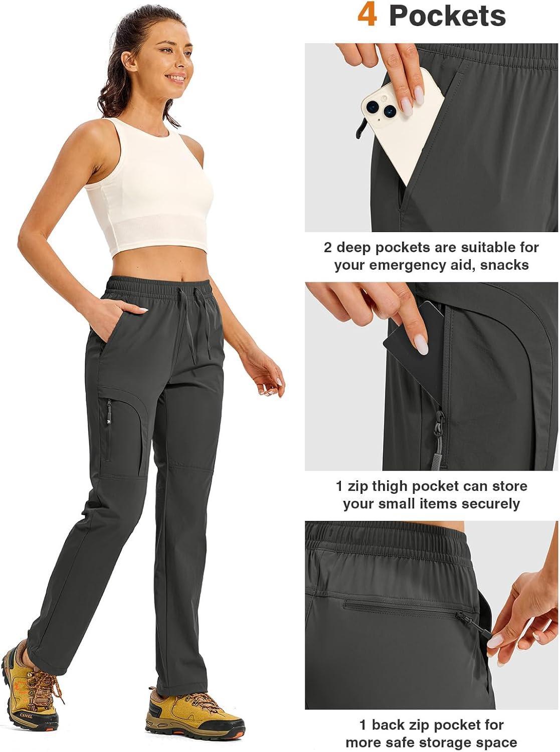 imageTBMPOY Womens Hiking Pants Water Resistant Lightweight Quick Dry Cargo Travel Fishing Work Camping Pant with 4 PocketsDark Grey