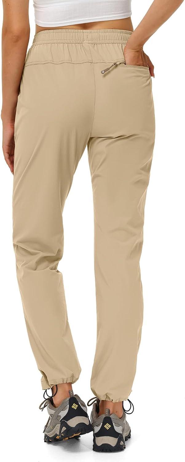 imageTBMPOY Womens Hiking Pants Water Resistant Lightweight Quick Dry Cargo Travel Fishing Work Camping Pant with 4 PocketsLight Khaki