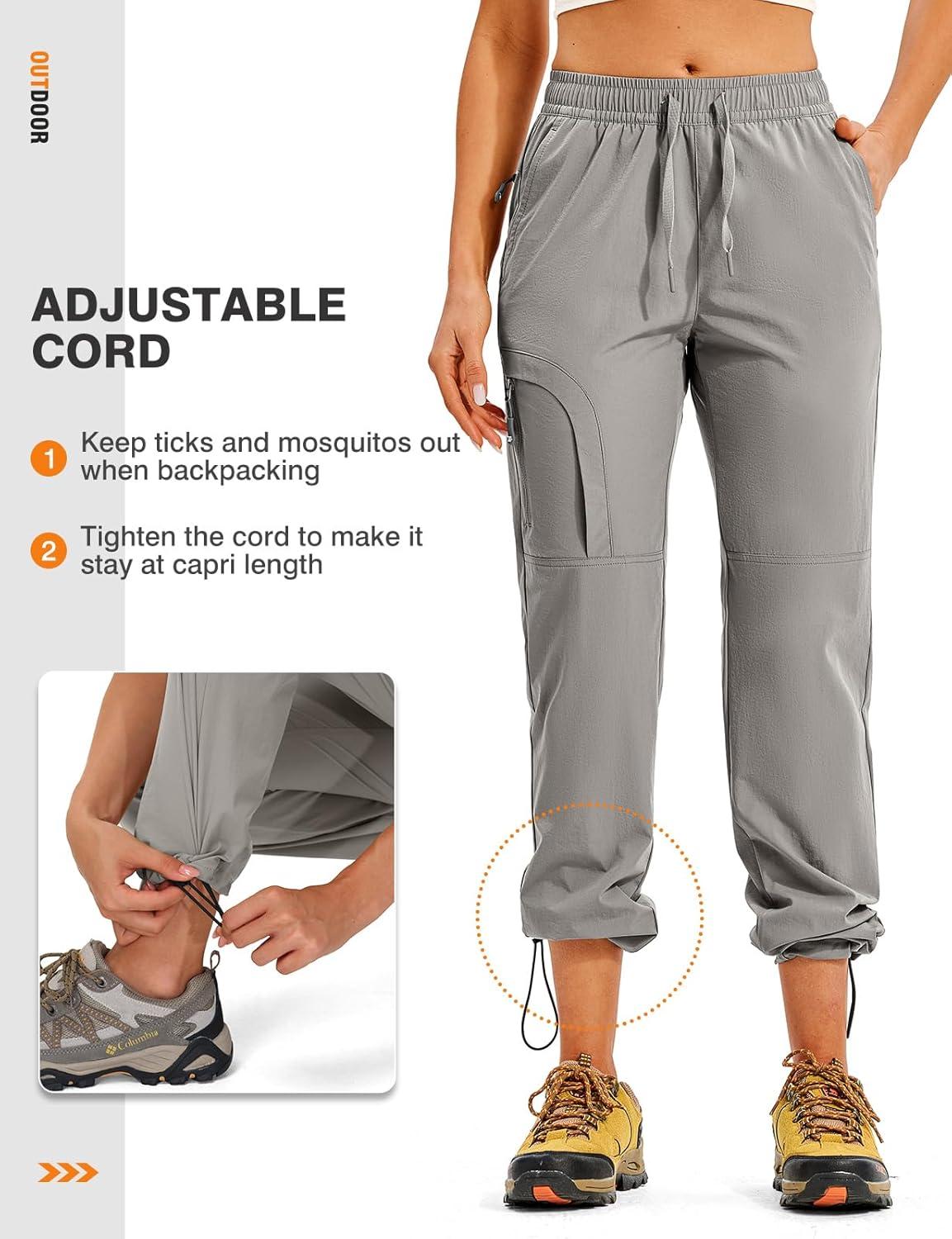 imageTBMPOY Womens Hiking Pants Water Resistant Lightweight Quick Dry Cargo Travel Fishing Work Camping Pant with 4 PocketsMedium Grey