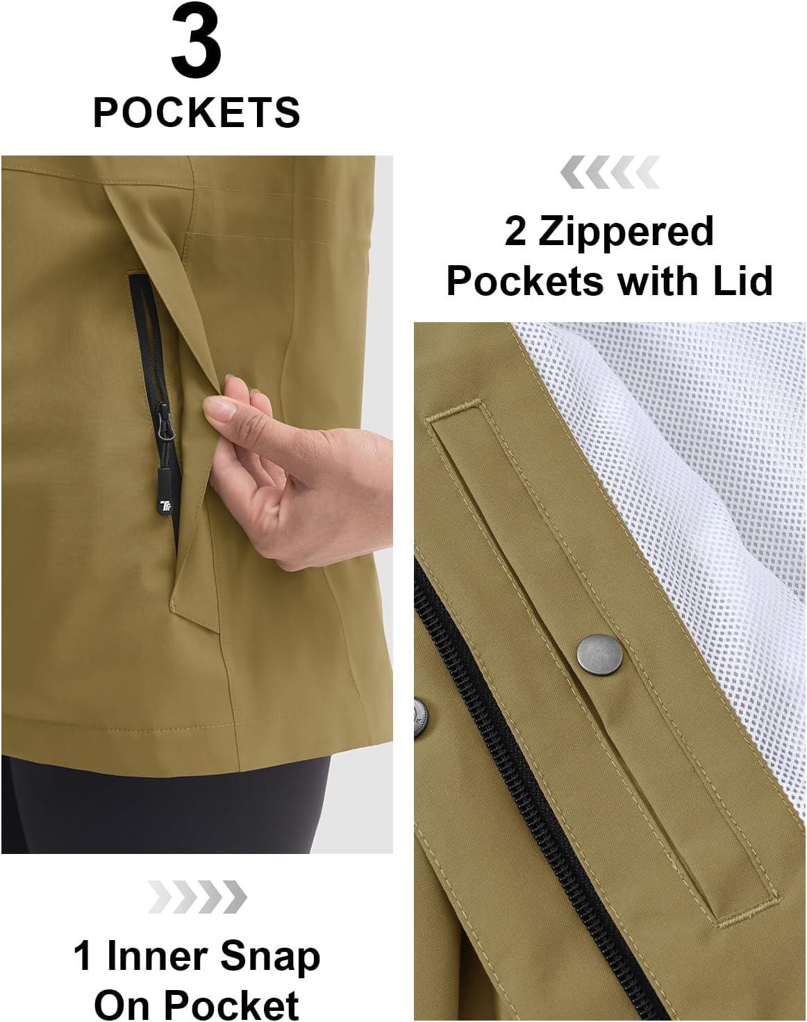 imageTBMPOY Womens Lightweight Rain Long Jackets Packable with Hooded Outdoor Hiking Waterproof Windbreaker Raincoats TravelArmy Green