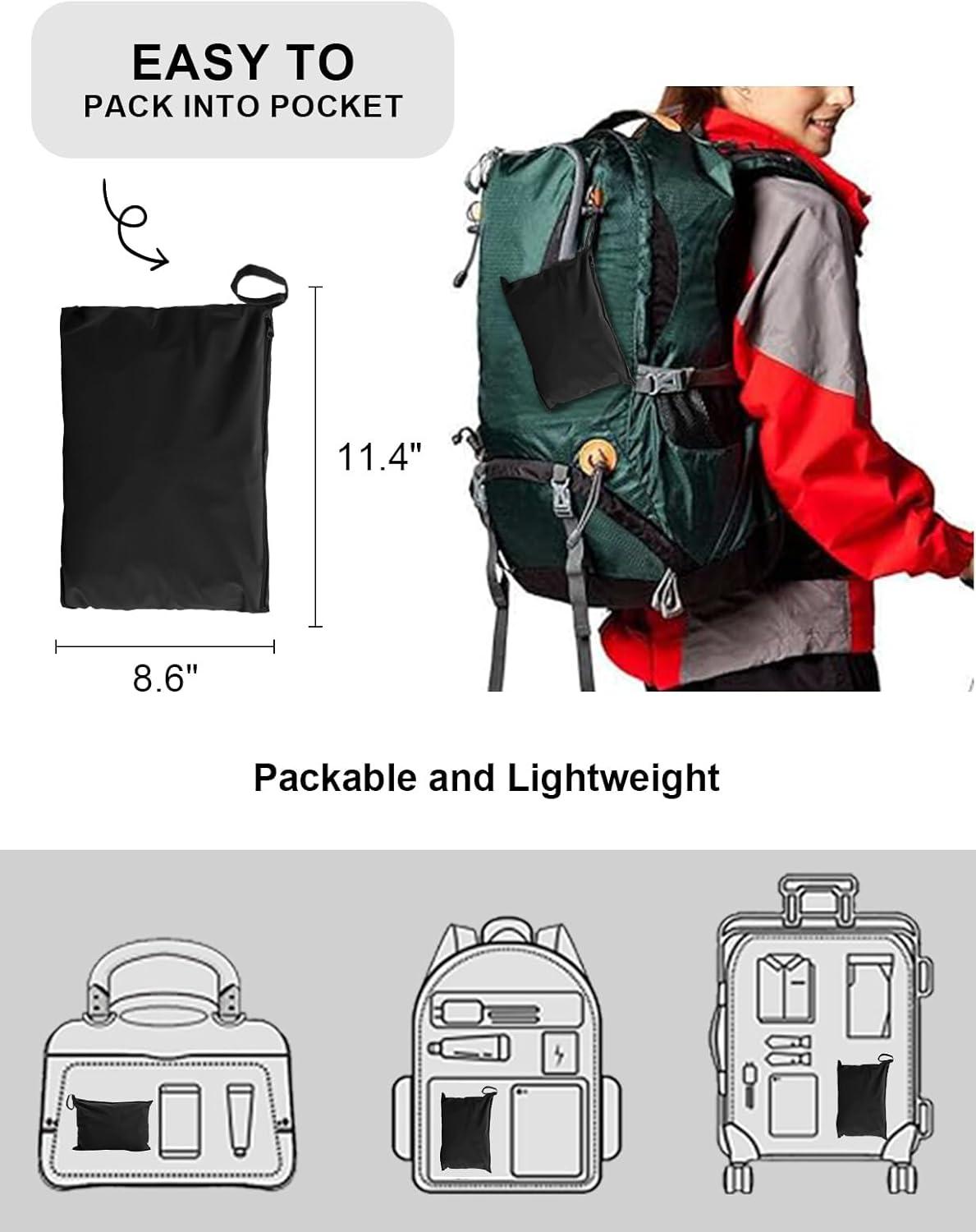 imageTBMPOY Womens Lightweight Rain Long Jackets Packable with Hooded Outdoor Hiking Waterproof Windbreaker Raincoats TravelBlack