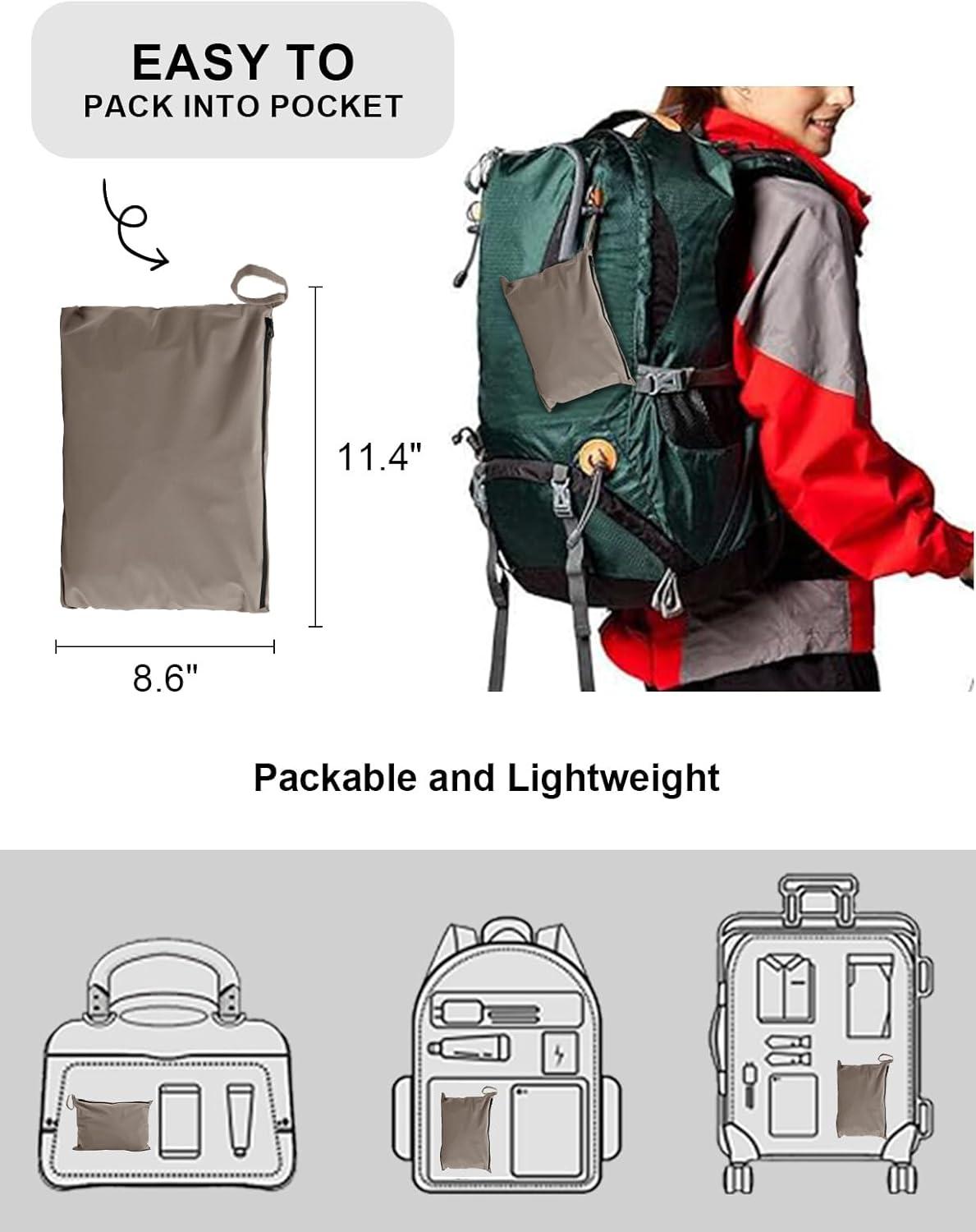 imageTBMPOY Womens Lightweight Rain Long Jackets Packable with Hooded Outdoor Hiking Waterproof Windbreaker Raincoats TravelGray