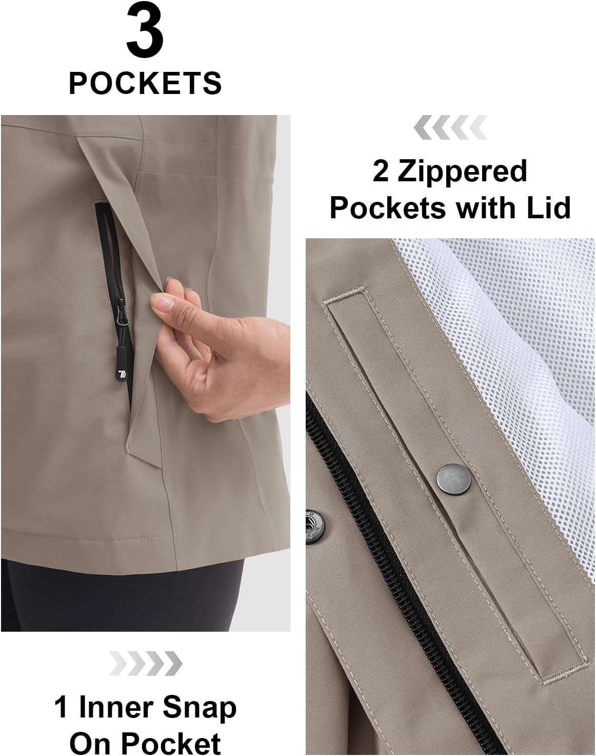 imageTBMPOY Womens Lightweight Rain Long Jackets Packable with Hooded Outdoor Hiking Waterproof Windbreaker Raincoats TravelGray