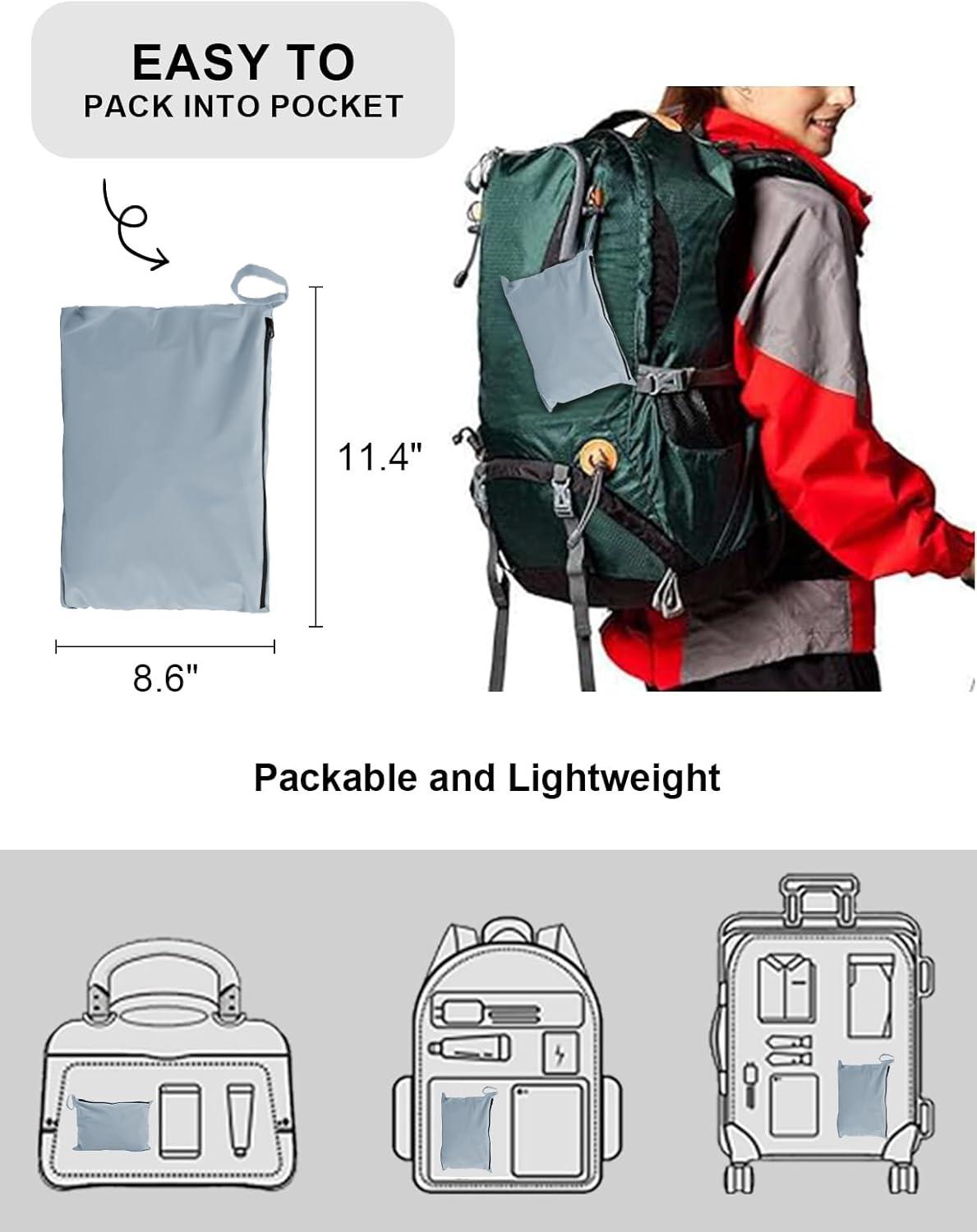 imageTBMPOY Womens Lightweight Rain Long Jackets Packable with Hooded Outdoor Hiking Waterproof Windbreaker Raincoats TravelLight Blue
