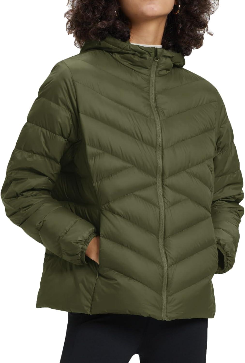 imageTBMPOY Womens Packable Down Jacket Lightweight Winter Puffer Jacket Hooded Warm Coat Waterproof Quilted Thermal JacketsArmy Green