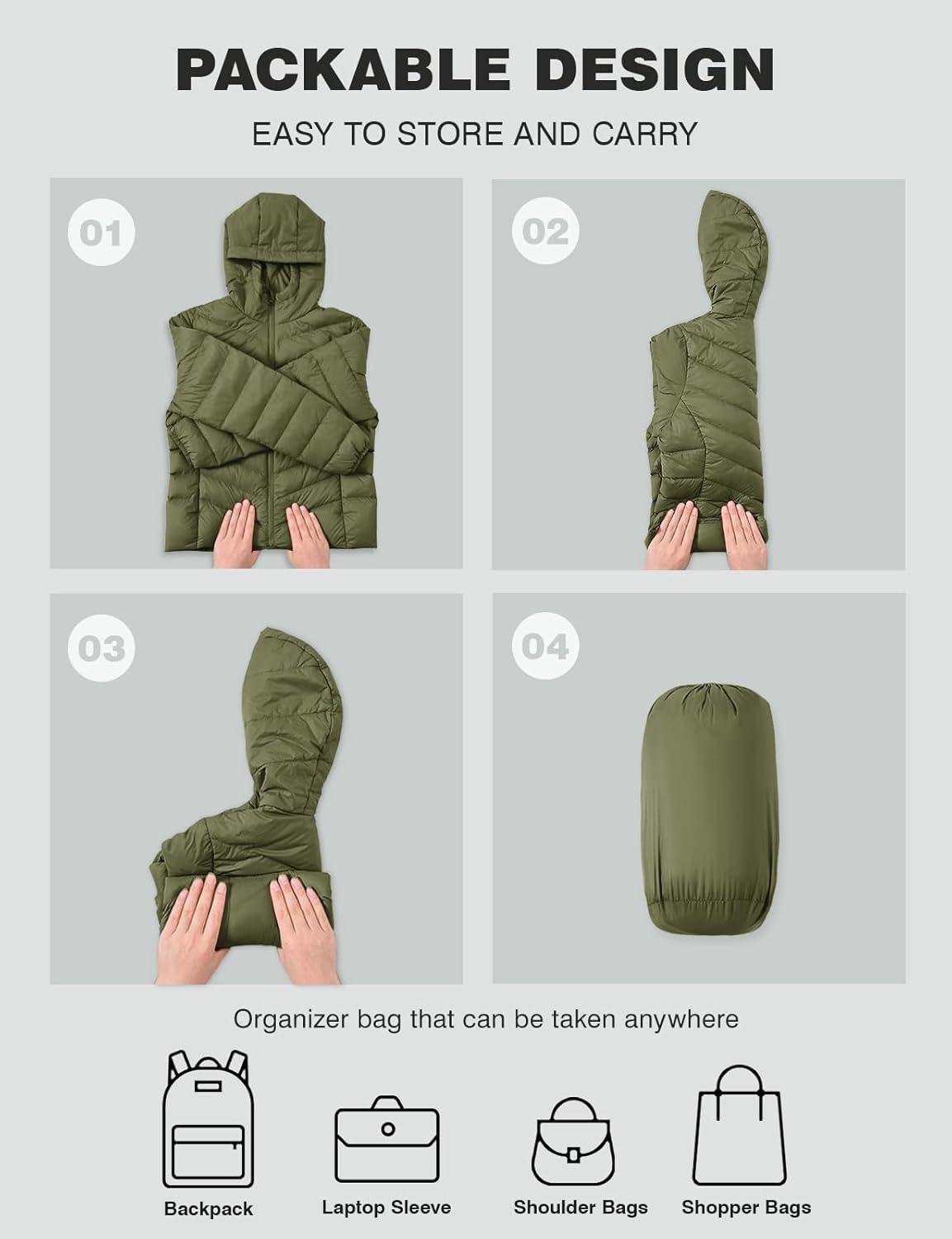 imageTBMPOY Womens Packable Down Jacket Lightweight Winter Puffer Jacket Hooded Warm Coat Waterproof Quilted Thermal JacketsArmy Green