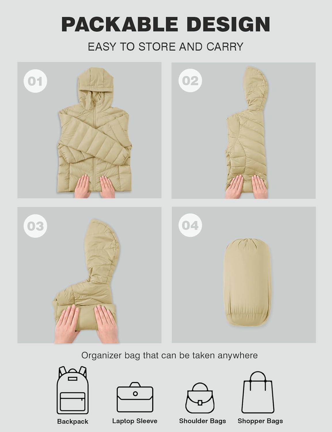 imageTBMPOY Womens Packable Down Jacket Lightweight Winter Puffer Jacket Hooded Warm Coat Waterproof Quilted Thermal JacketsKhaki