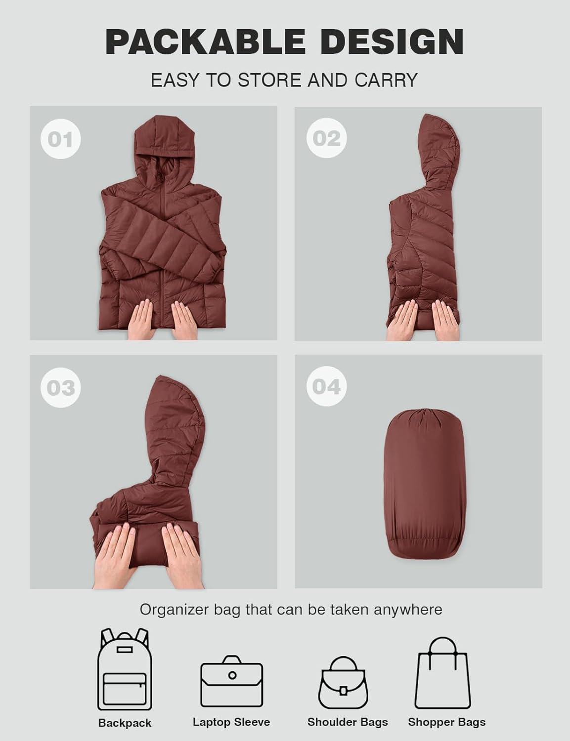 imageTBMPOY Womens Packable Down Jacket Lightweight Winter Puffer Jacket Hooded Warm Coat Waterproof Quilted Thermal JacketsWine Red