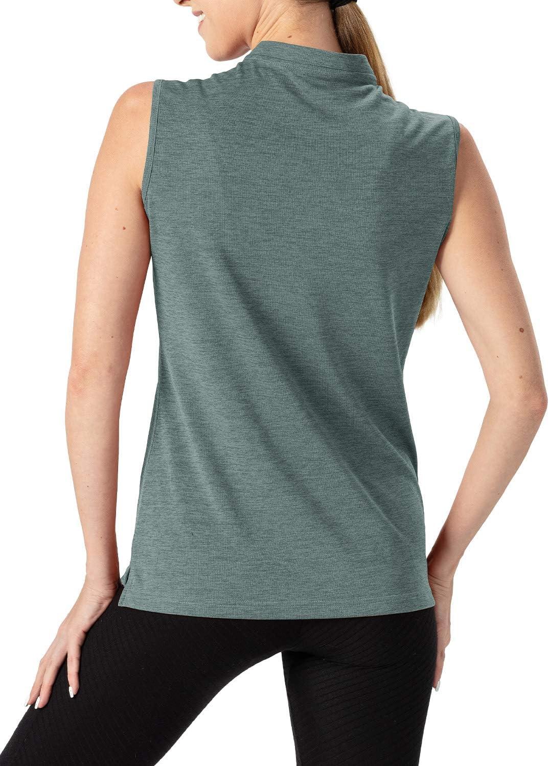 imageTBMPOY Womens Sleeveless Golf Polo Shirts UPF 50 Tennis Tank Tops Quick Dry Zip Up11cyan