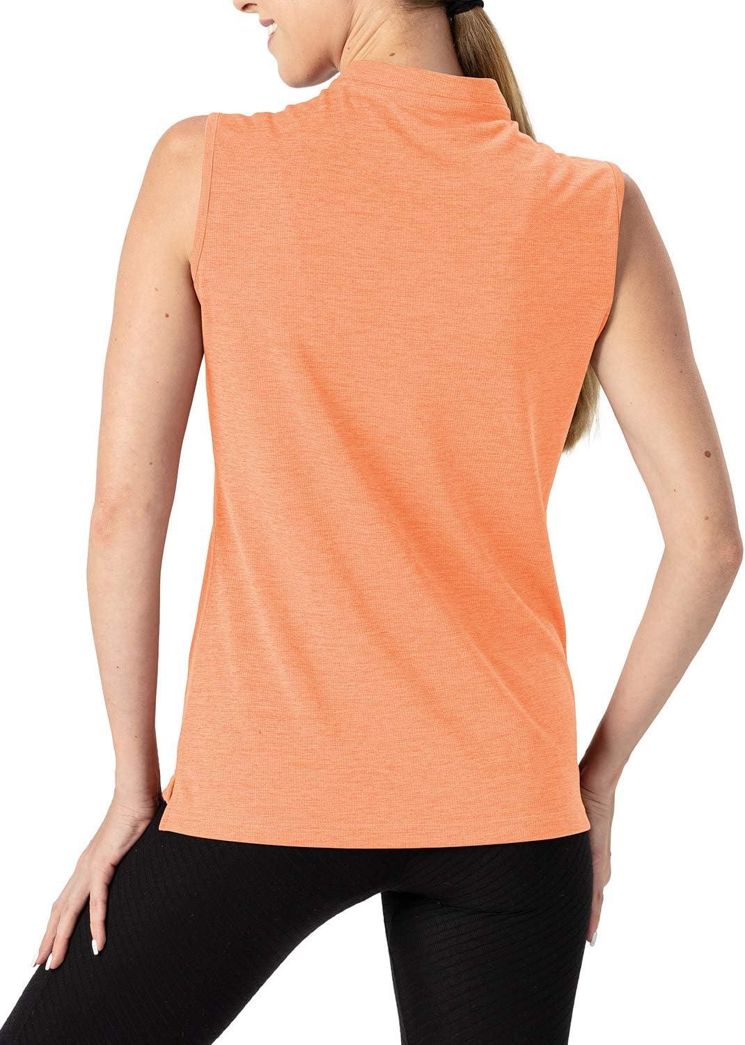 imageTBMPOY Womens Sleeveless Golf Polo Shirts UPF 50 Tennis Tank Tops Quick Dry Zip Up3dark Orange