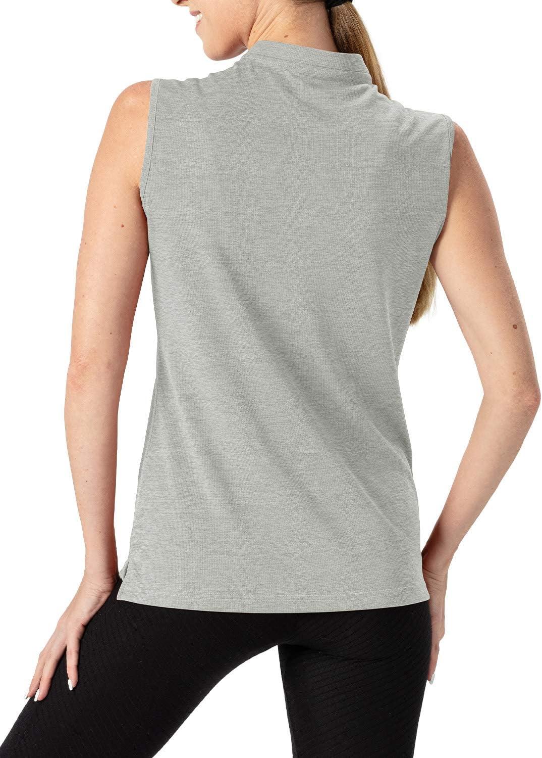 imageTBMPOY Womens Sleeveless Golf Polo Shirts UPF 50 Tennis Tank Tops Quick Dry Zip Up6light Grey