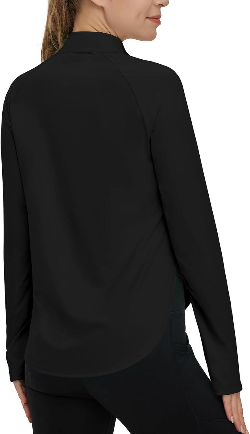 imageTBMPOY Womens Sun Shirt 14 Zipper Long Sleeve UPF 50 Sun Protection Clothing UV SPF Hiking OutdoorBlack
