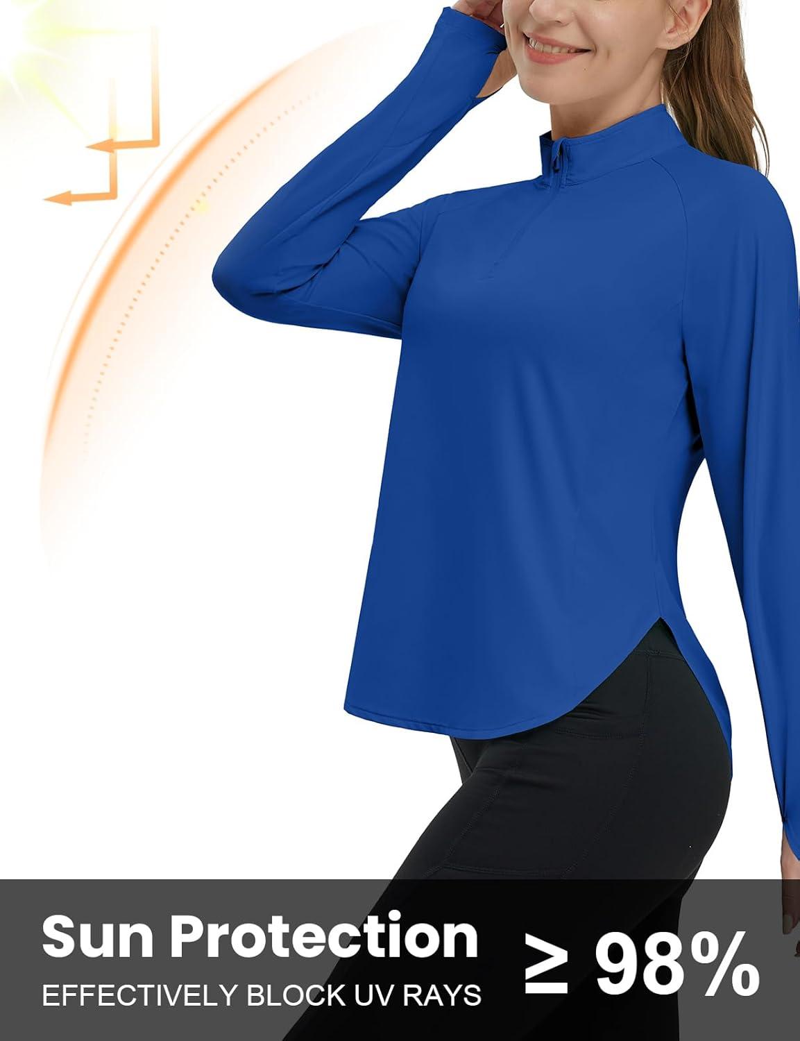 imageTBMPOY Womens Sun Shirt 14 Zipper Long Sleeve UPF 50 Sun Protection Clothing UV SPF Hiking OutdoorBlue