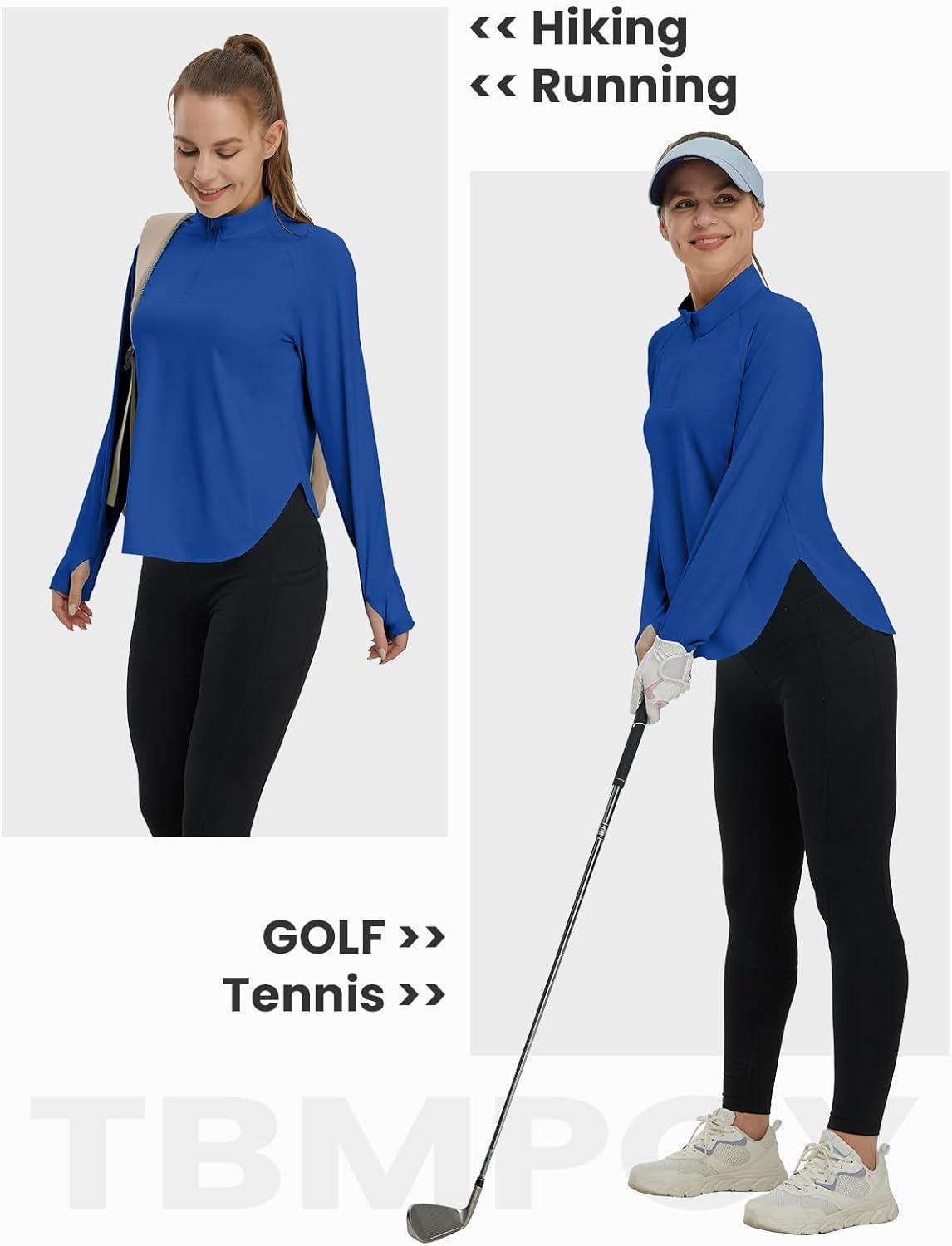 imageTBMPOY Womens Sun Shirt 14 Zipper Long Sleeve UPF 50 Sun Protection Clothing UV SPF Hiking OutdoorBlue