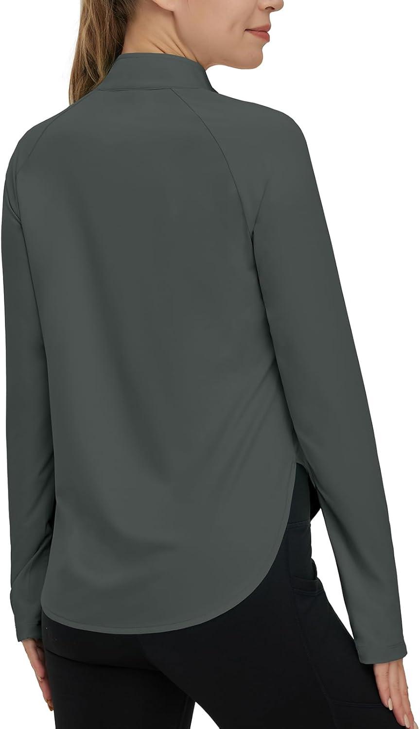 imageTBMPOY Womens Sun Shirt 14 Zipper Long Sleeve UPF 50 Sun Protection Clothing UV SPF Hiking OutdoorDeep Gray