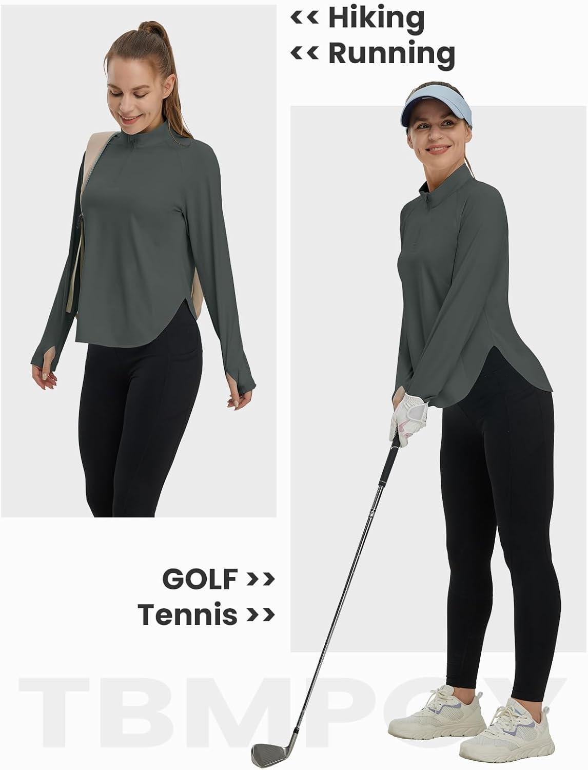 imageTBMPOY Womens Sun Shirt 14 Zipper Long Sleeve UPF 50 Sun Protection Clothing UV SPF Hiking OutdoorDeep Gray