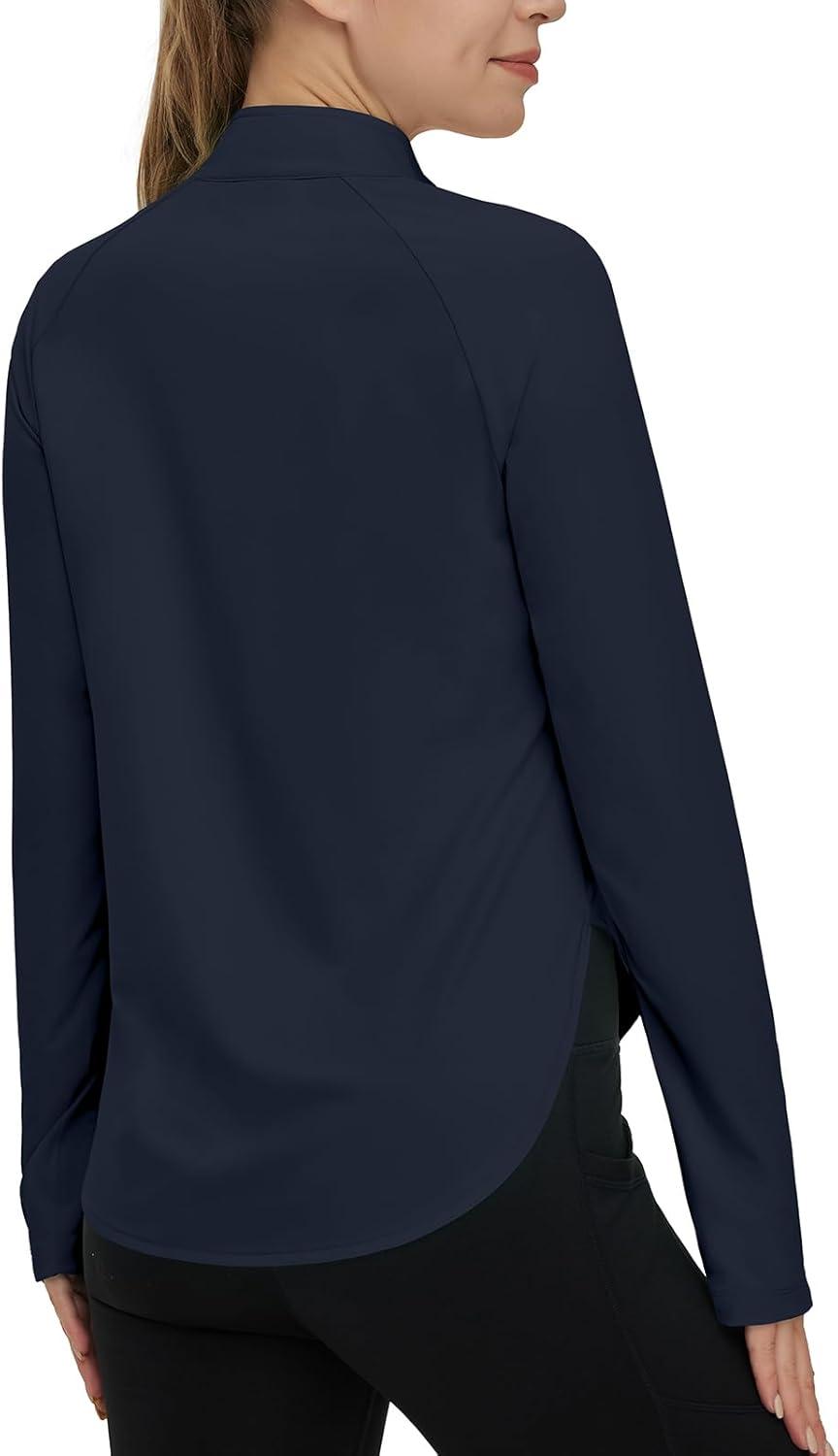 imageTBMPOY Womens Sun Shirt 14 Zipper Long Sleeve UPF 50 Sun Protection Clothing UV SPF Hiking OutdoorNavy Blue