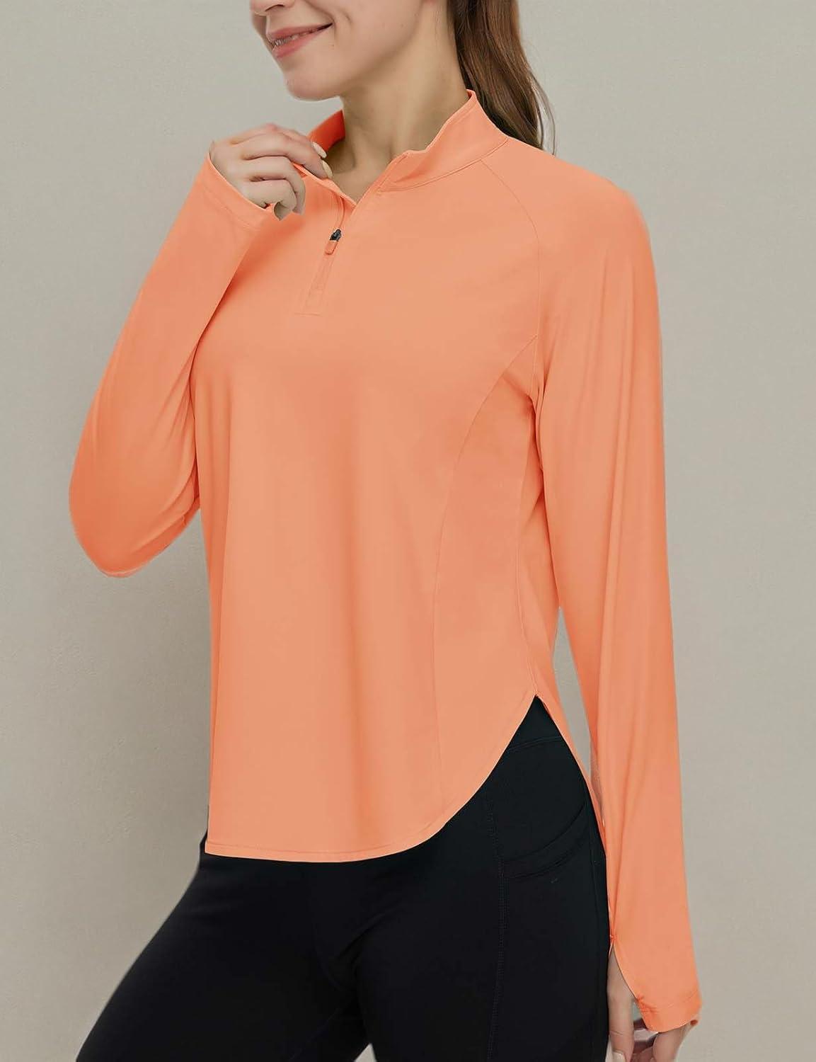 imageTBMPOY Womens Sun Shirt 14 Zipper Long Sleeve UPF 50 Sun Protection Clothing UV SPF Hiking OutdoorPink
