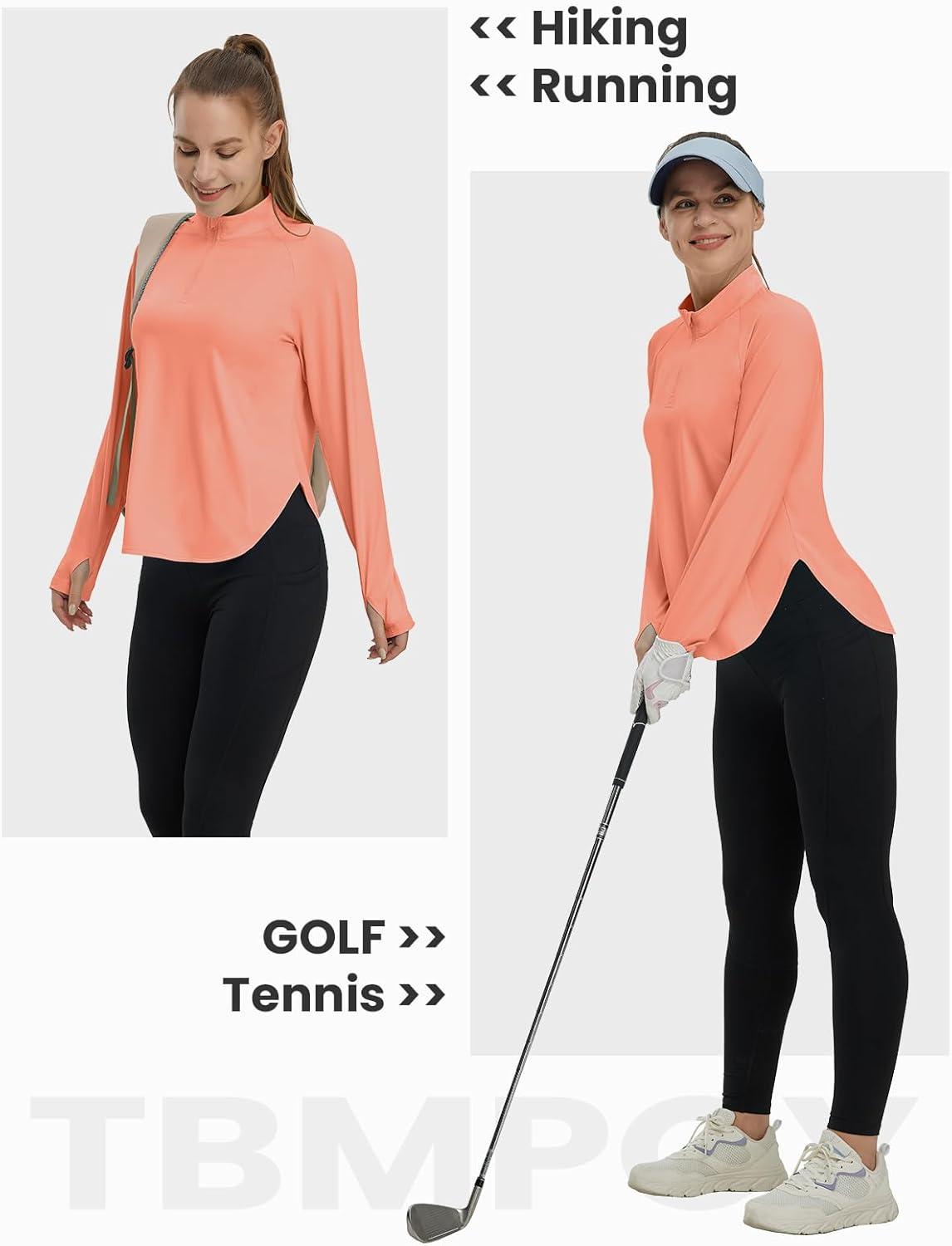 imageTBMPOY Womens Sun Shirt 14 Zipper Long Sleeve UPF 50 Sun Protection Clothing UV SPF Hiking OutdoorPink