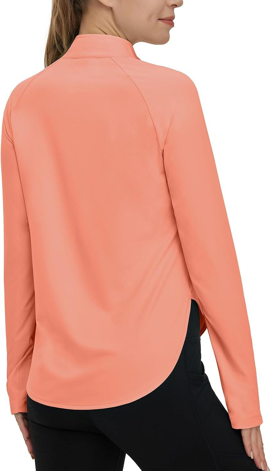 imageTBMPOY Womens Sun Shirt 14 Zipper Long Sleeve UPF 50 Sun Protection Clothing UV SPF Hiking OutdoorPink