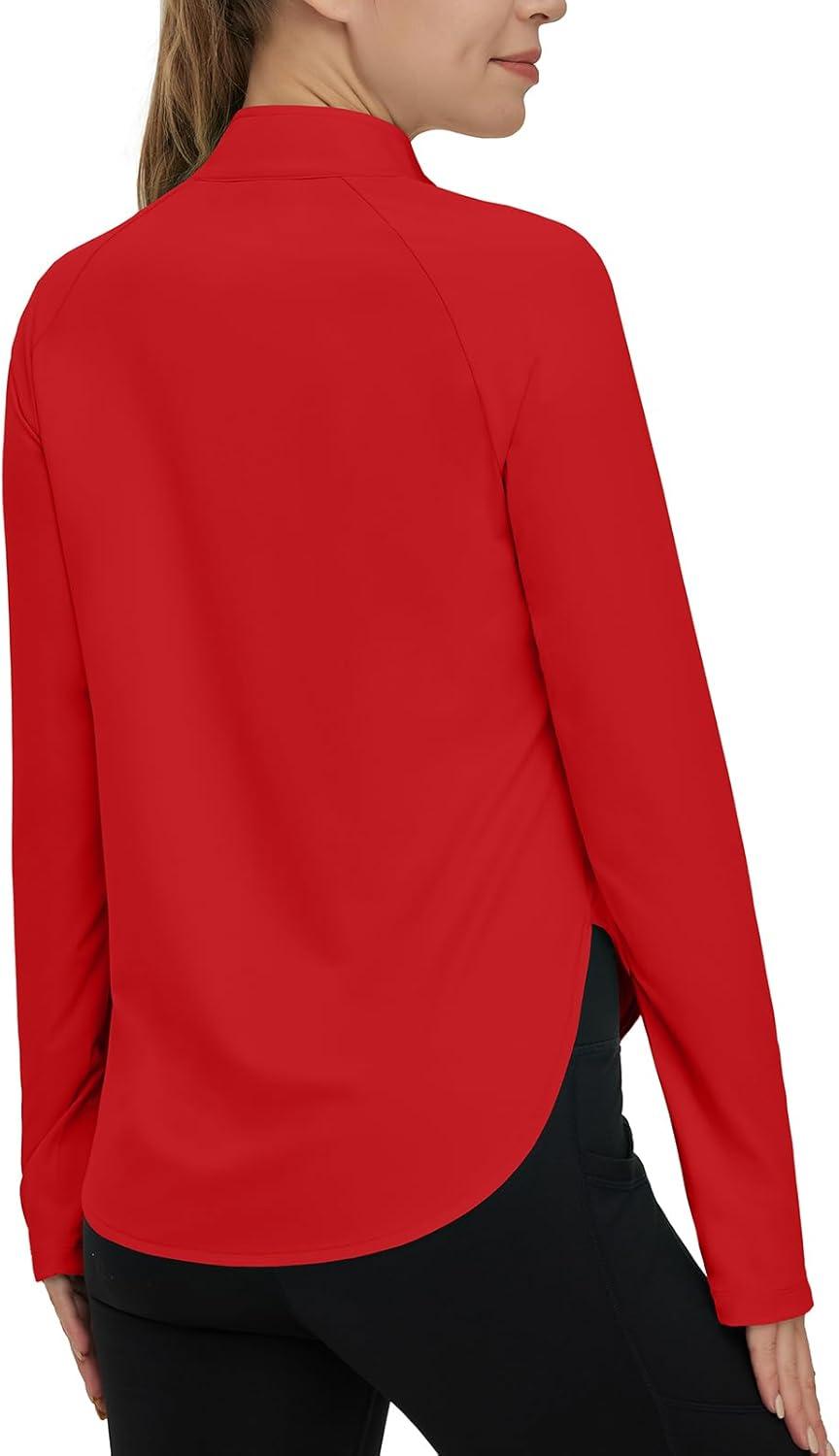 imageTBMPOY Womens Sun Shirt 14 Zipper Long Sleeve UPF 50 Sun Protection Clothing UV SPF Hiking OutdoorRed