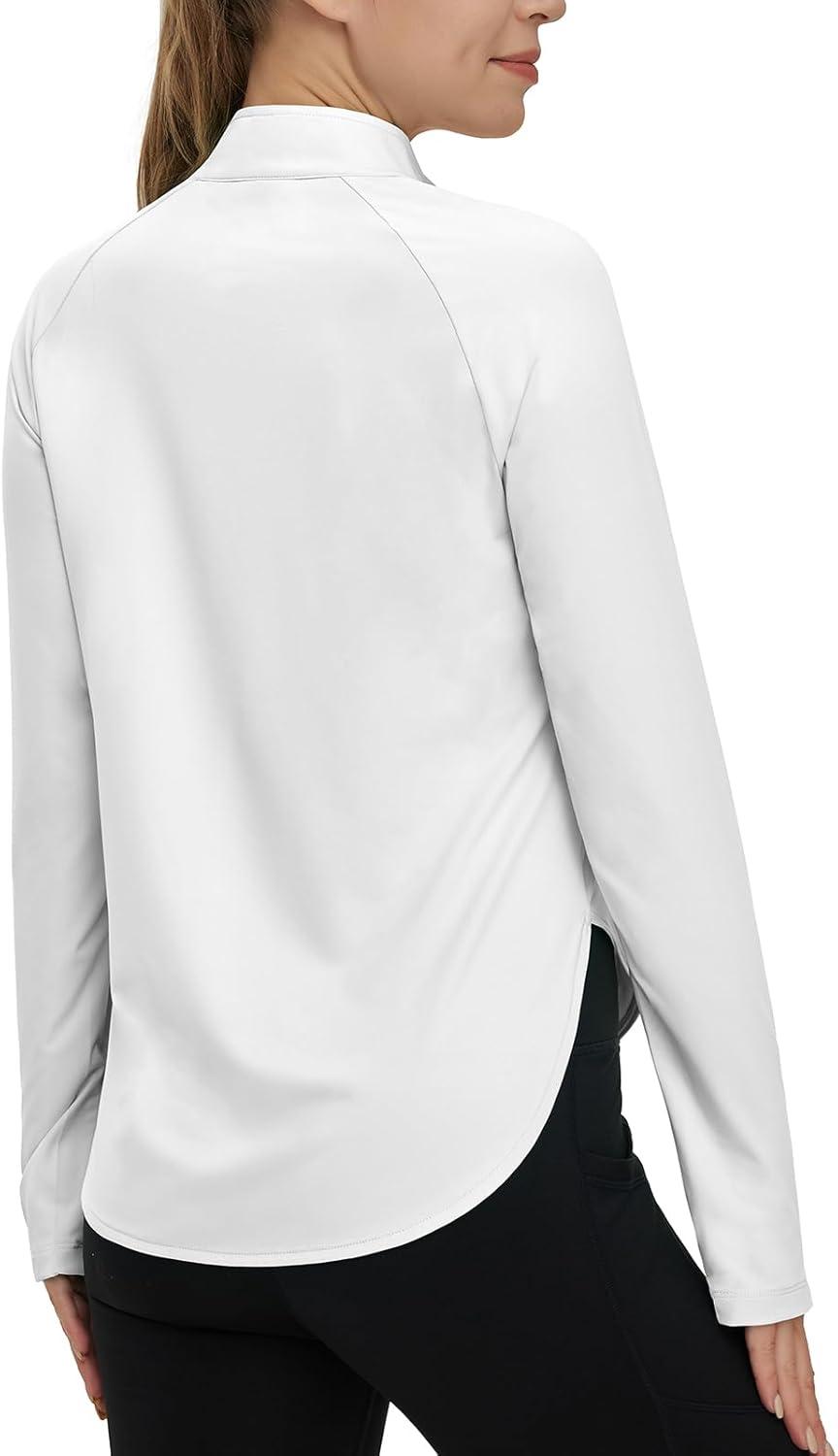 imageTBMPOY Womens Sun Shirt 14 Zipper Long Sleeve UPF 50 Sun Protection Clothing UV SPF Hiking OutdoorWhite