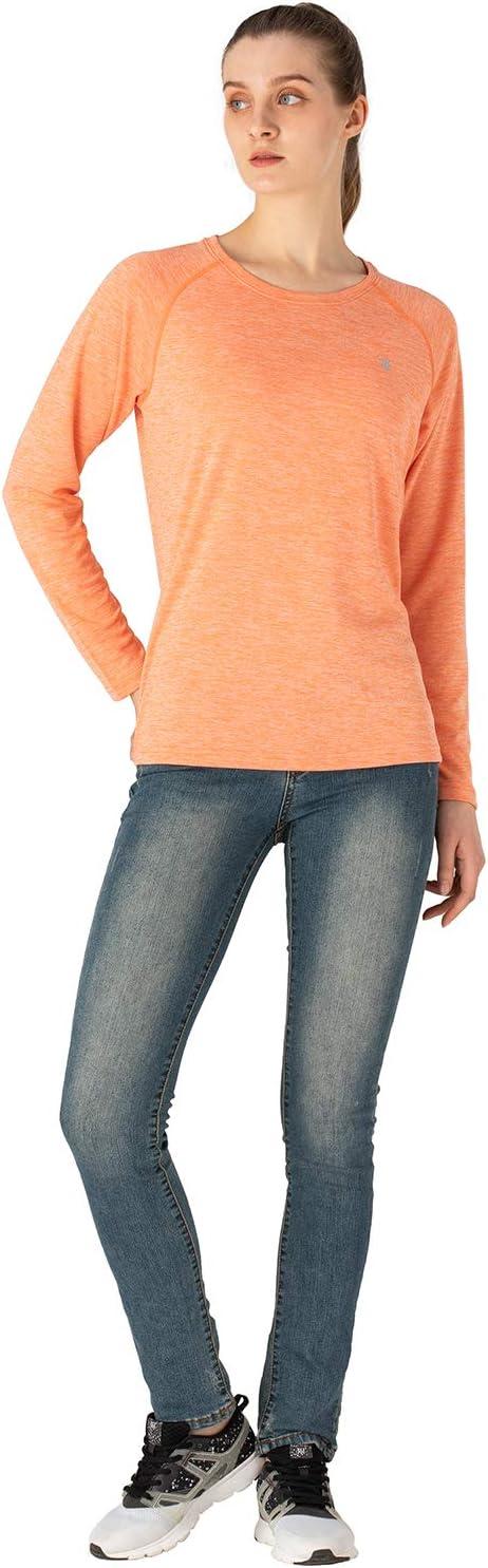 imageTBMPOY Womens UPF 50 Sun Protection Long Sleeve Shirts SPF Lightweight Hiking Running Fishing Outdoor Tops10dark Orange