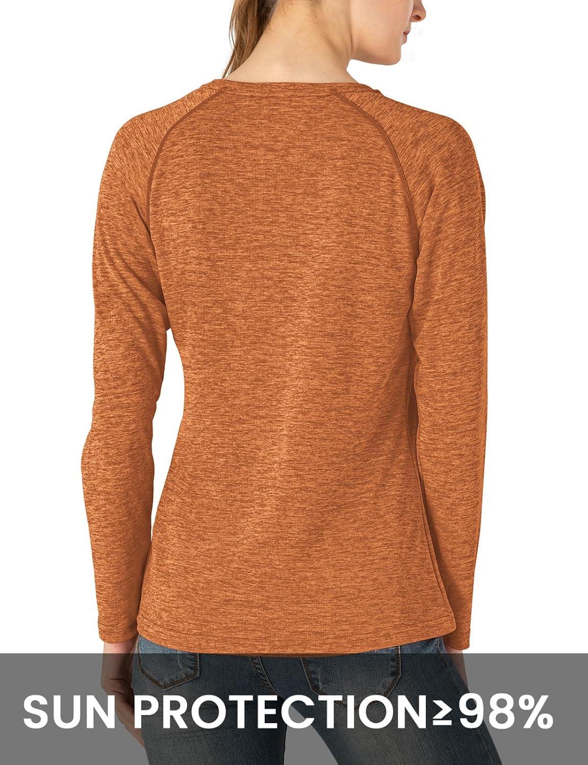 imageTBMPOY Womens UPF 50 Sun Protection Long Sleeve Shirts SPF Lightweight Hiking Running Fishing Outdoor Tops10dark Orange