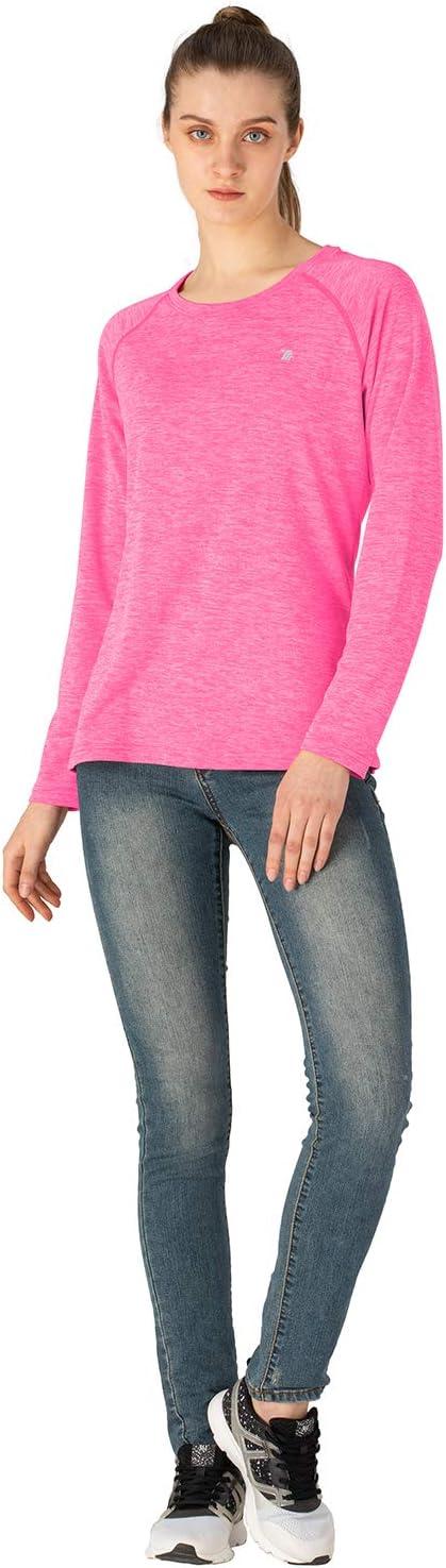 imageTBMPOY Womens UPF 50 Sun Protection Long Sleeve Shirts SPF Lightweight Hiking Running Fishing Outdoor Tops11rose