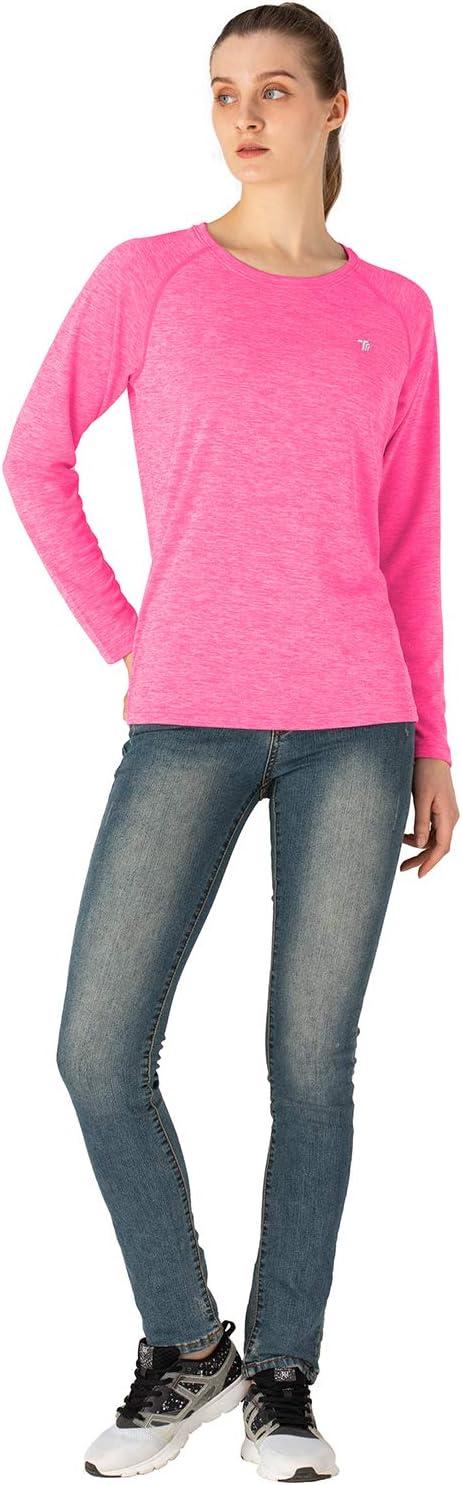 imageTBMPOY Womens UPF 50 Sun Protection Long Sleeve Shirts SPF Lightweight Hiking Running Fishing Outdoor Tops11rose