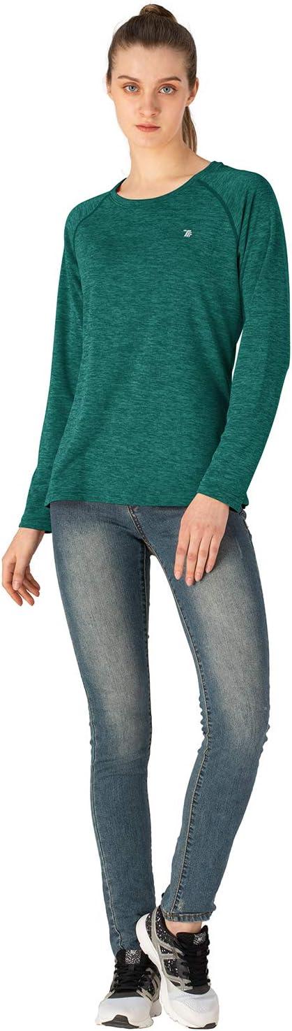 imageTBMPOY Womens UPF 50 Sun Protection Long Sleeve Shirts SPF Lightweight Hiking Running Fishing Outdoor Tops1blackish Green