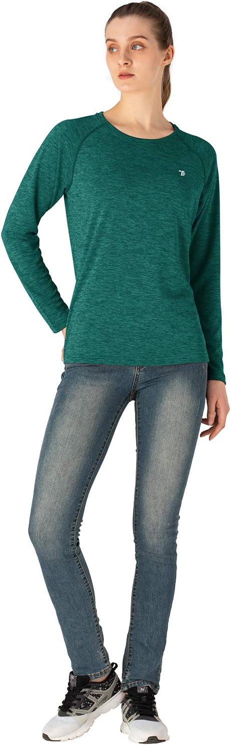 imageTBMPOY Womens UPF 50 Sun Protection Long Sleeve Shirts SPF Lightweight Hiking Running Fishing Outdoor Tops1blackish Green