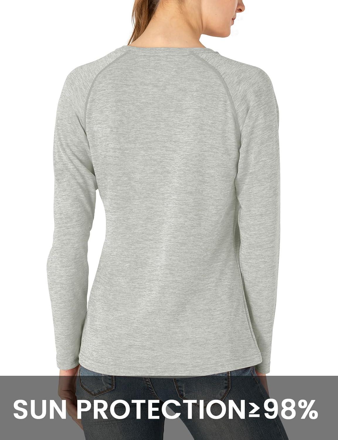 imageTBMPOY Womens UPF 50 Sun Protection Long Sleeve Shirts SPF Lightweight Hiking Running Fishing Outdoor Tops3light Grey