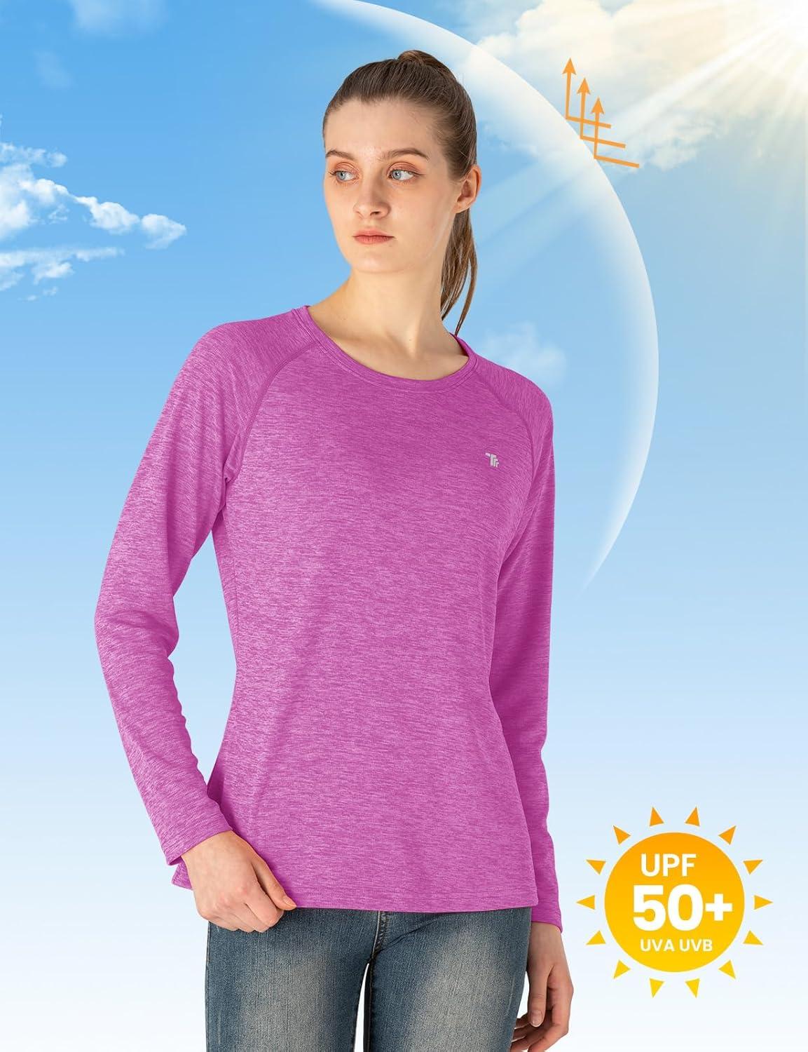 imageTBMPOY Womens UPF 50 Sun Protection Long Sleeve Shirts SPF Lightweight Hiking Running Fishing Outdoor Tops4purple