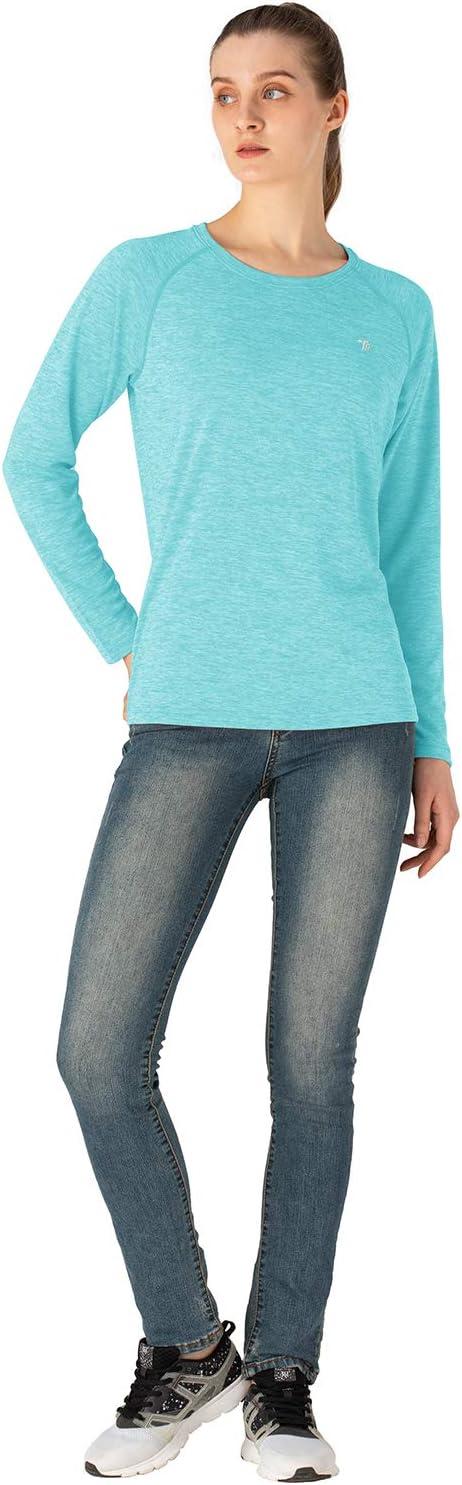imageTBMPOY Womens UPF 50 Sun Protection Long Sleeve Shirts SPF Lightweight Hiking Running Fishing Outdoor Tops5light Blue
