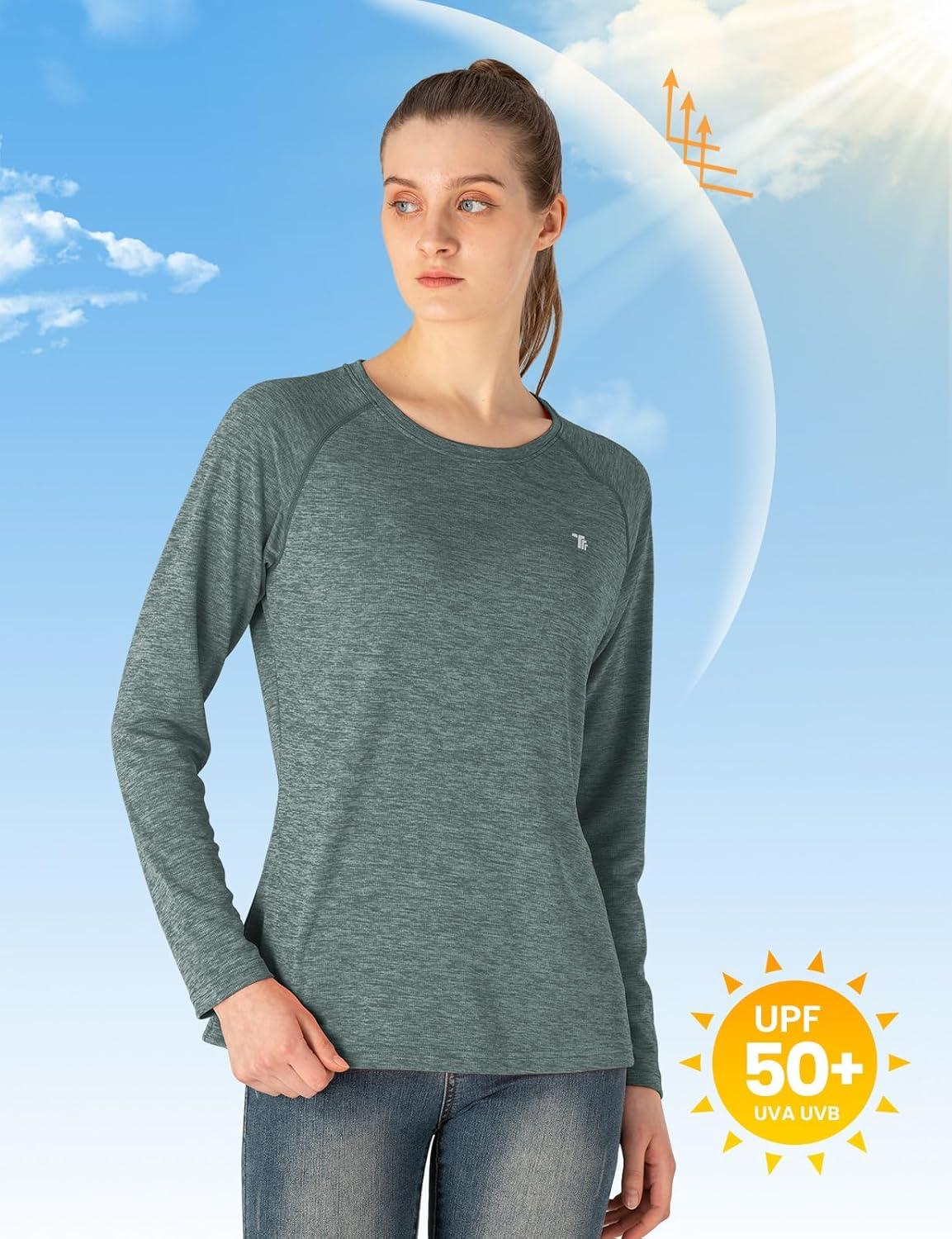 imageTBMPOY Womens UPF 50 Sun Protection Long Sleeve Shirts SPF Lightweight Hiking Running Fishing Outdoor Tops6cyan