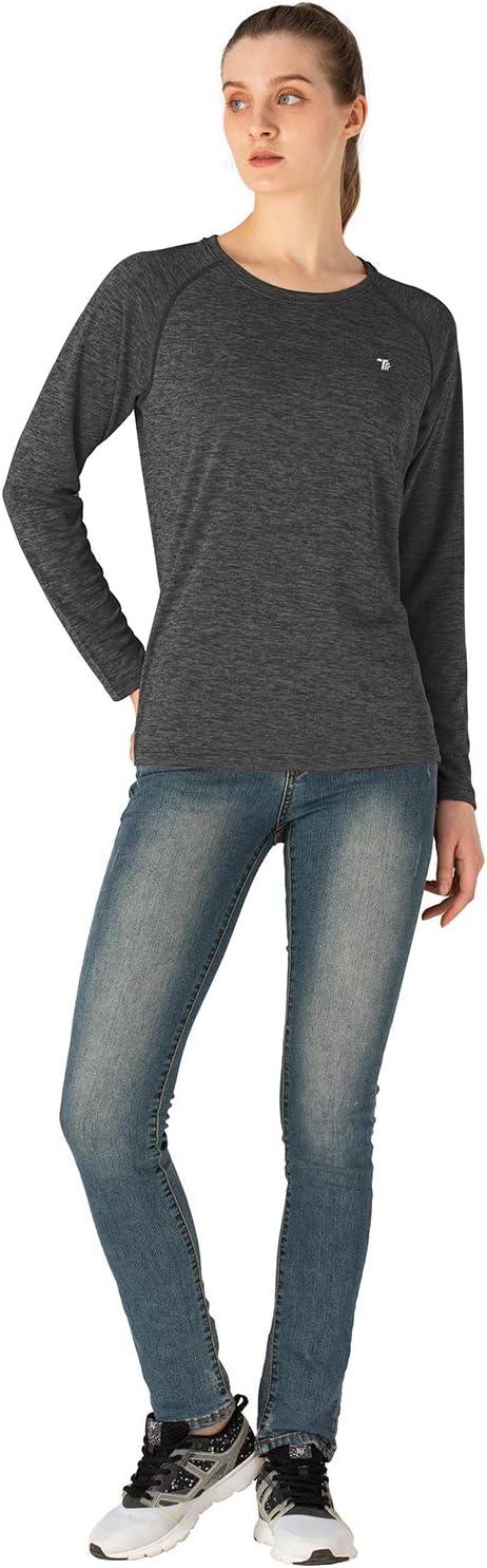 imageTBMPOY Womens UPF 50 Sun Protection Long Sleeve Shirts SPF Lightweight Hiking Running Fishing Outdoor Tops8dark Grey