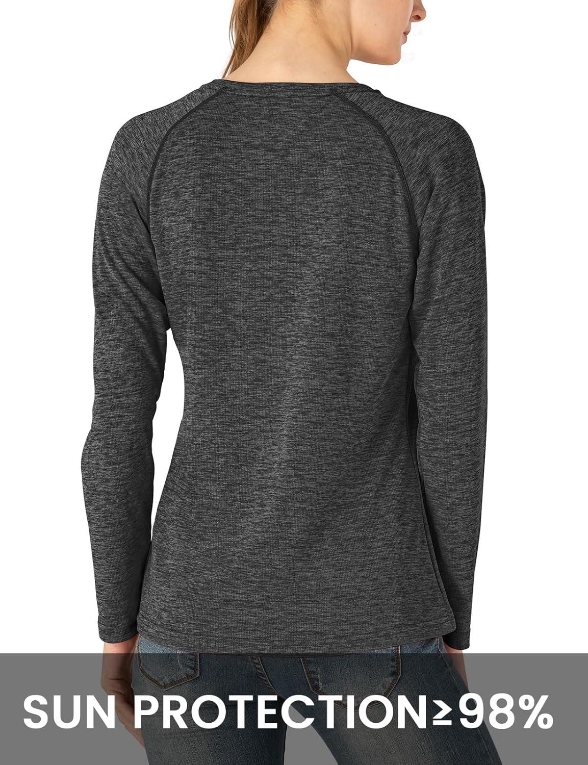 imageTBMPOY Womens UPF 50 Sun Protection Long Sleeve Shirts SPF Lightweight Hiking Running Fishing Outdoor Tops8dark Grey