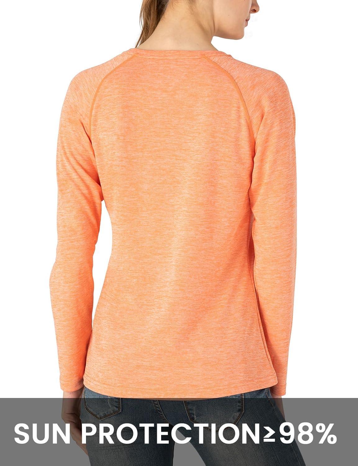 imageTBMPOY Womens UPF 50 Sun Protection Long Sleeve Shirts SPF Lightweight Hiking Running Fishing Outdoor Tops9orange