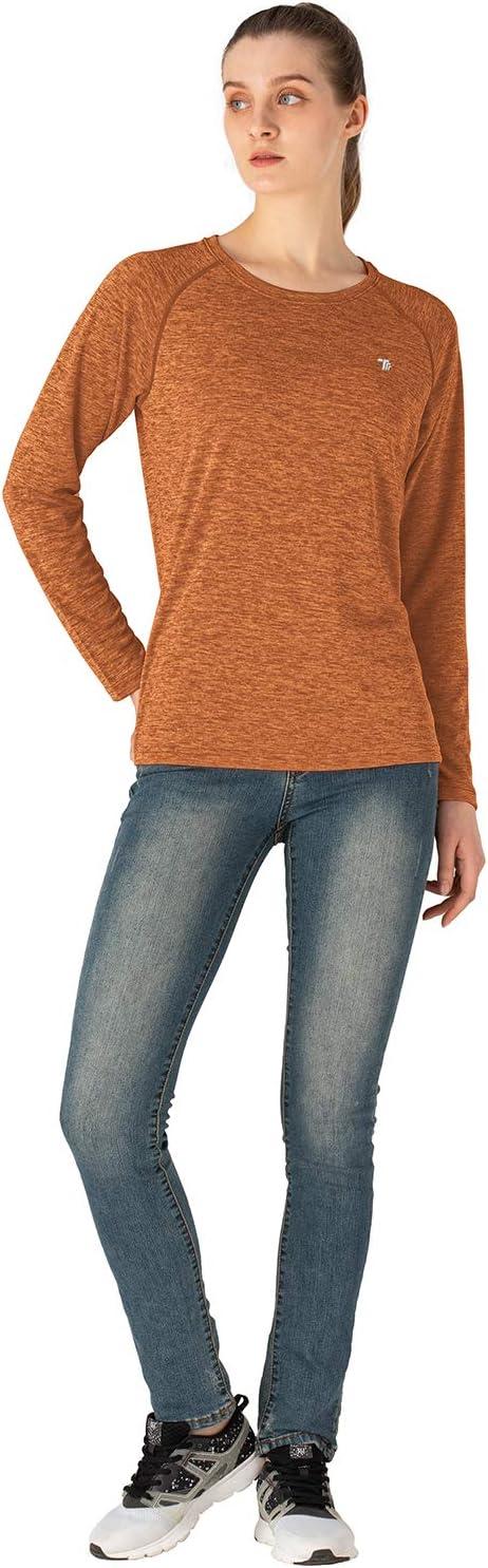 imageTBMPOY Womens UPF 50 Sun Protection Long Sleeve Shirts SPF Lightweight Hiking Running Fishing Outdoor Tops9orange