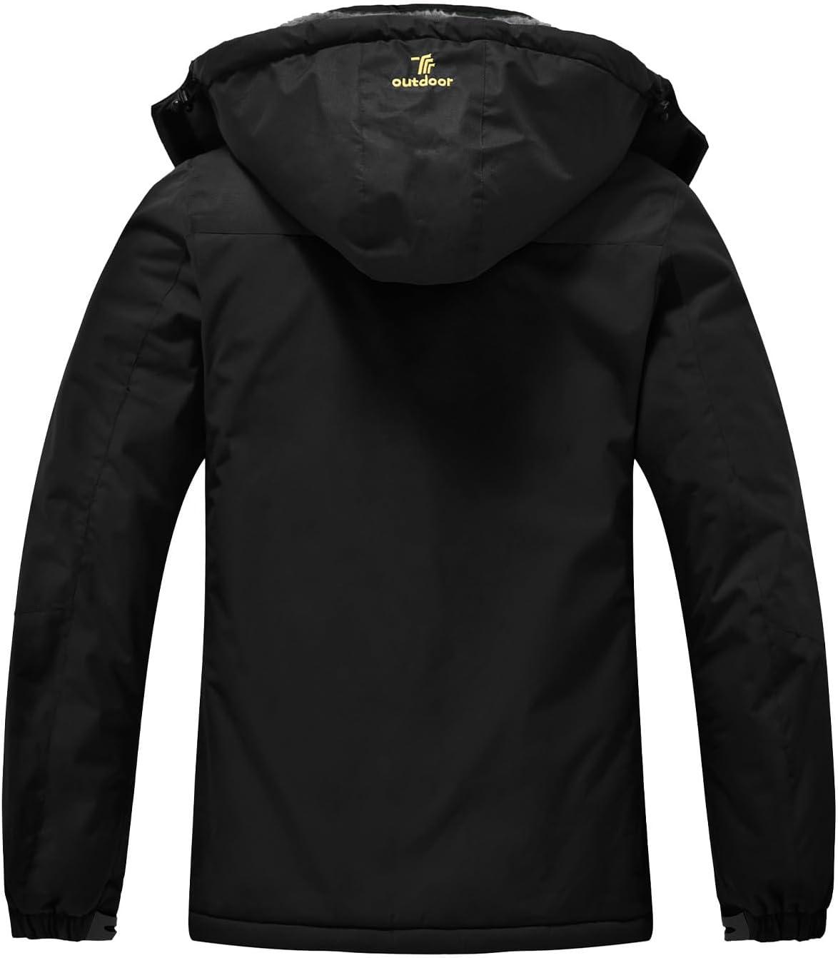 imageTBMPOY Womens Waterproof Ski Snow Jackets Warm Winter Coats Fleece Lined Hooded Rain Windbreaker Jacket for Snowboarding