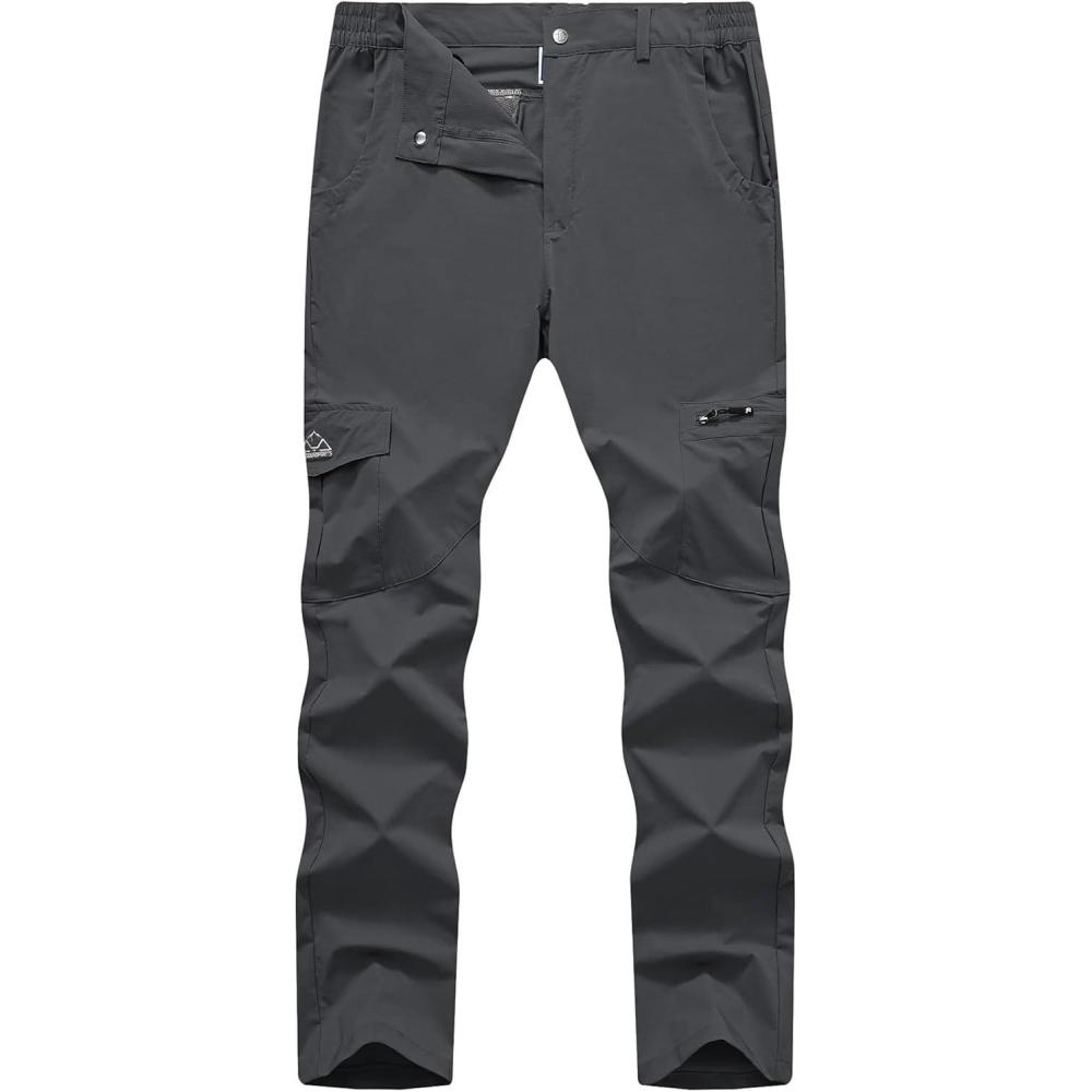 imageTBMPOY Mens Hiking Pants Lightweight 6 Cargo Pockets Quick Dry Water Resistant Outdoor Travel Work Fishing2dark Grey