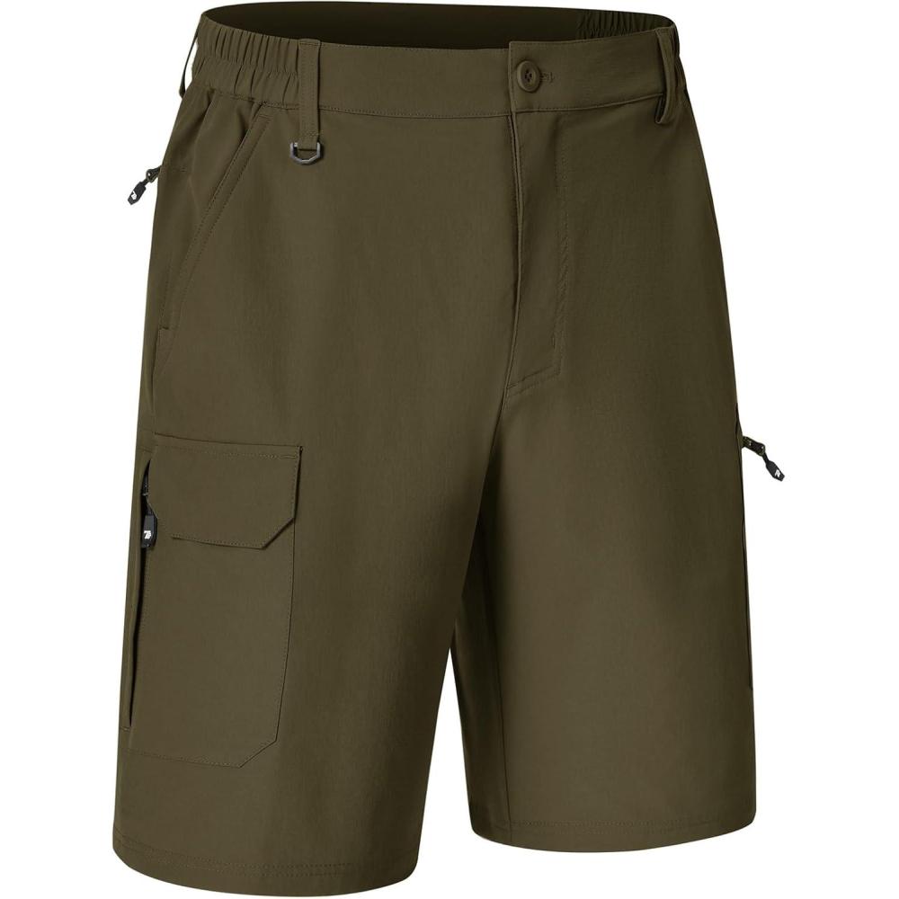 imageTBMPOY Mens Hiking Shorts Quick Dry 6 Cargo Pockets Water Resistants Stretch Shorts with PocketsArmy Green
