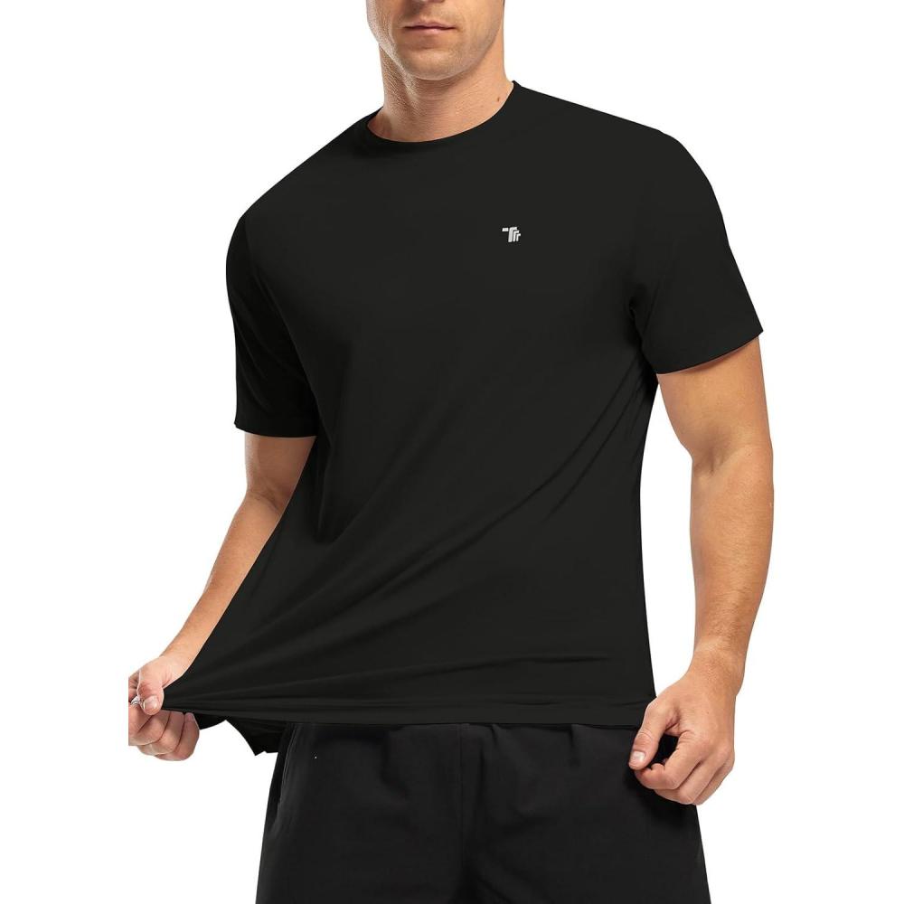 imageTBMPOY Mens Workout Dry Fit TShirt Quick Dry UPF 50 Athletic Shirt Moisture Wicking Lightweight Top Running ActivewearBlack