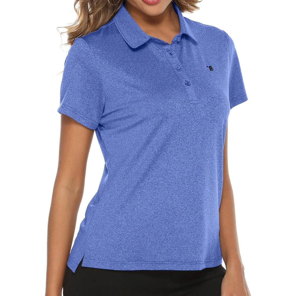 imageTBMPOY Womens Golf Polo Short Sleeve Shirts Lightweight Moisture Wicking Collared T Shirt Quick Dry 4ButtonA8dark Blue