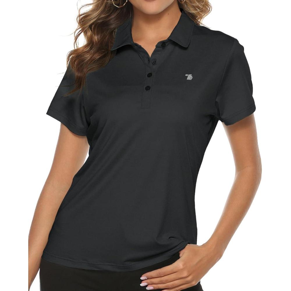 imageTBMPOY Womens Golf Polo Short Sleeve Shirts Lightweight Moisture Wicking Collared T Shirt Quick Dry 4ButtonD21update Grey