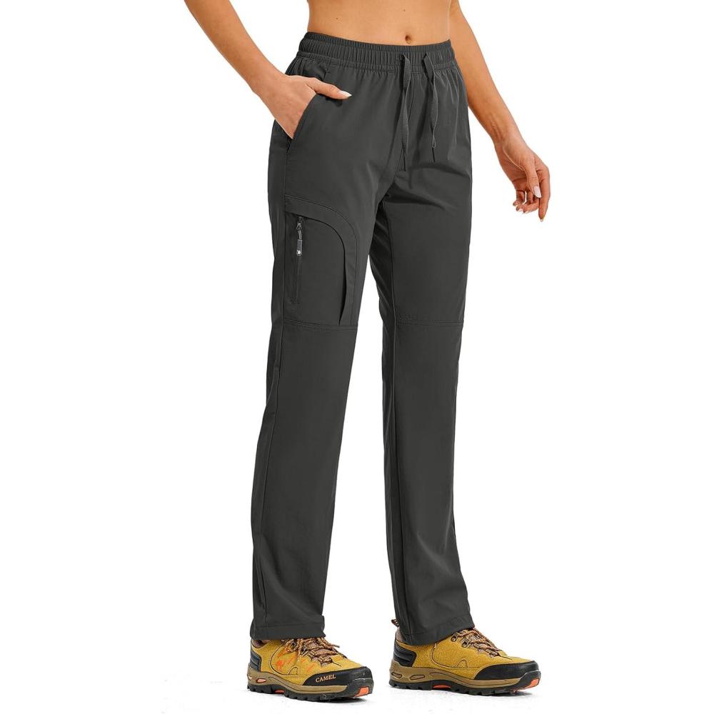 imageTBMPOY Womens Hiking Pants Water Resistant Lightweight Quick Dry Cargo Travel Fishing Work Camping Pant with 4 PocketsDark Grey