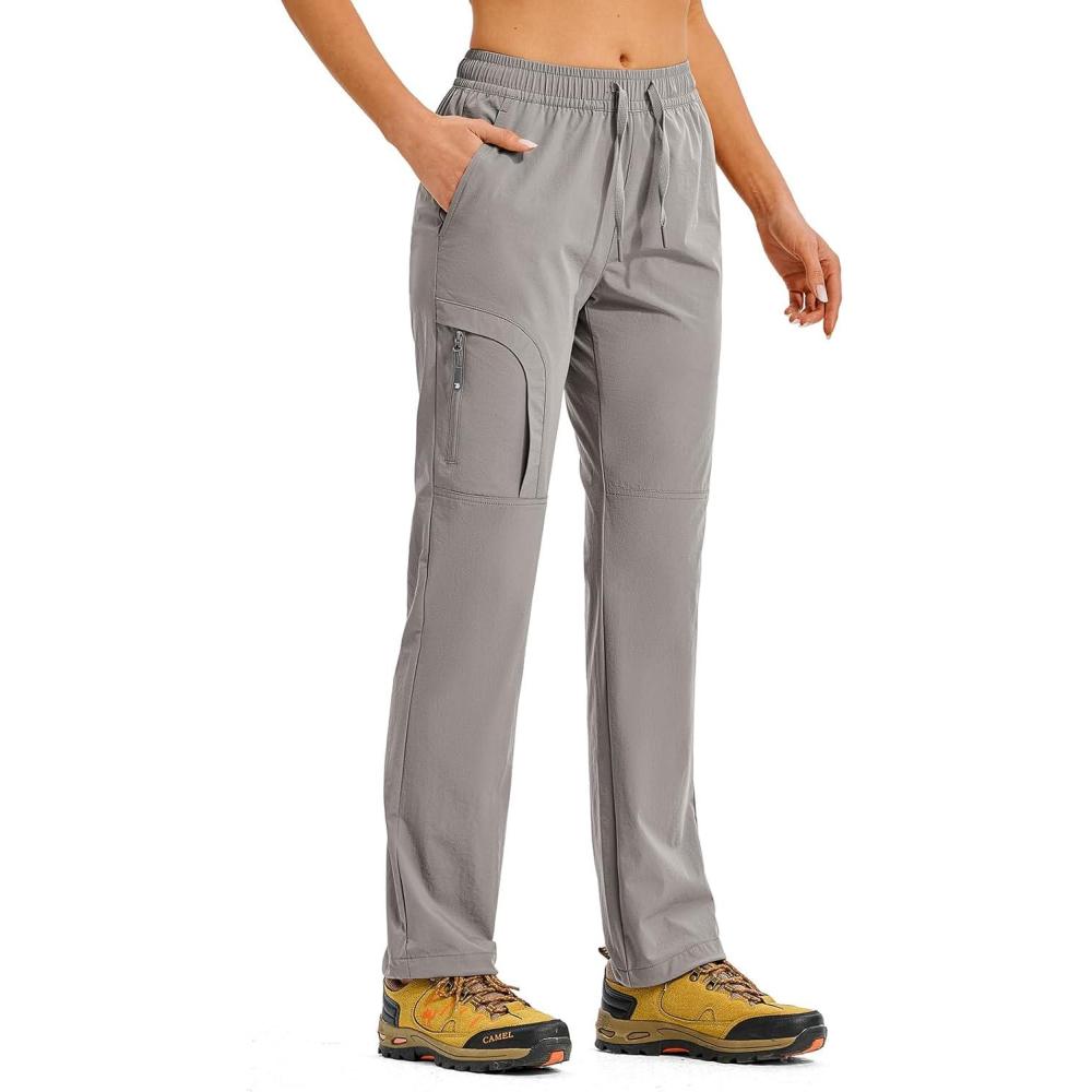 imageTBMPOY Womens Hiking Pants Water Resistant Lightweight Quick Dry Cargo Travel Fishing Work Camping Pant with 4 PocketsMedium Grey